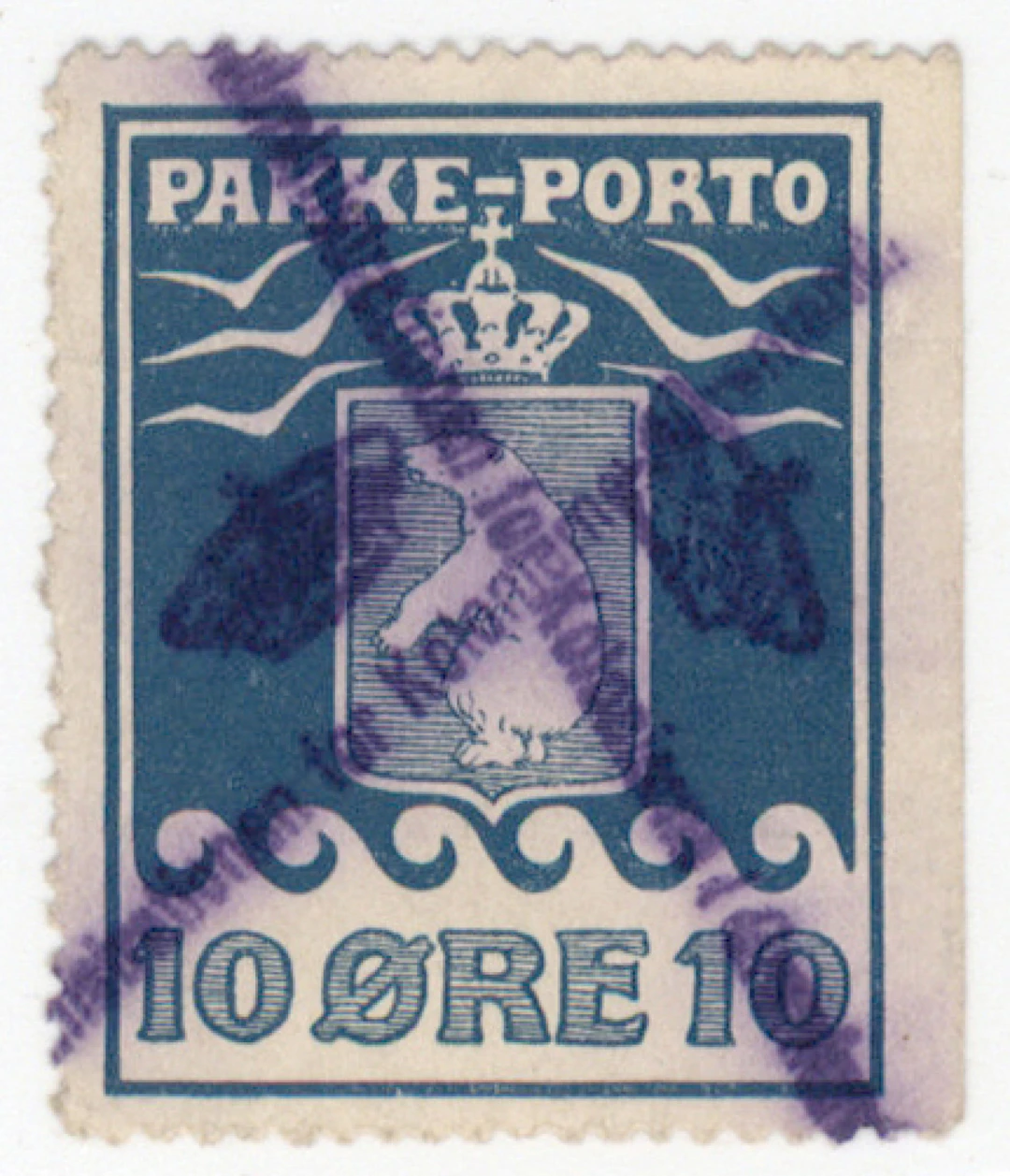 10 öre blue, 2nd printing 1910 F P3IIB. Imperforate from right, plate