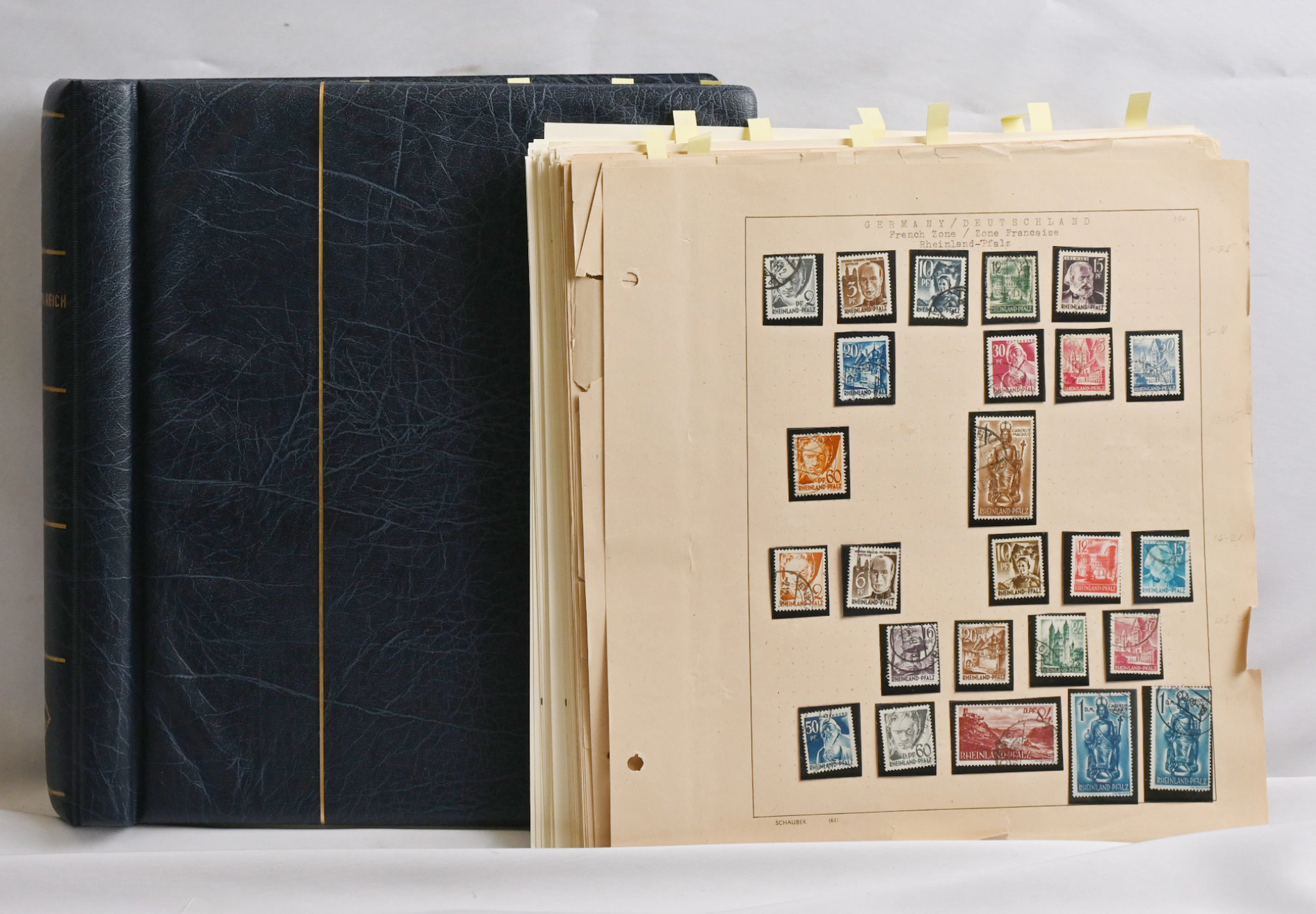 German areas, mixed material in album and on stockpages starting from