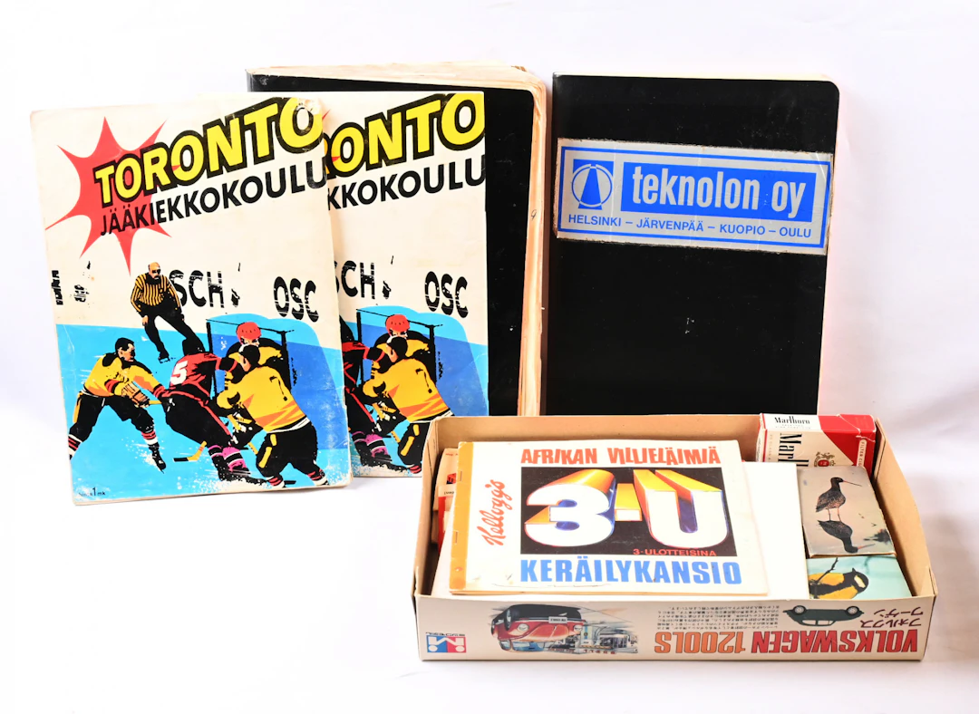 Mixed selection of collectible cards from coffee, chewing gum, candy