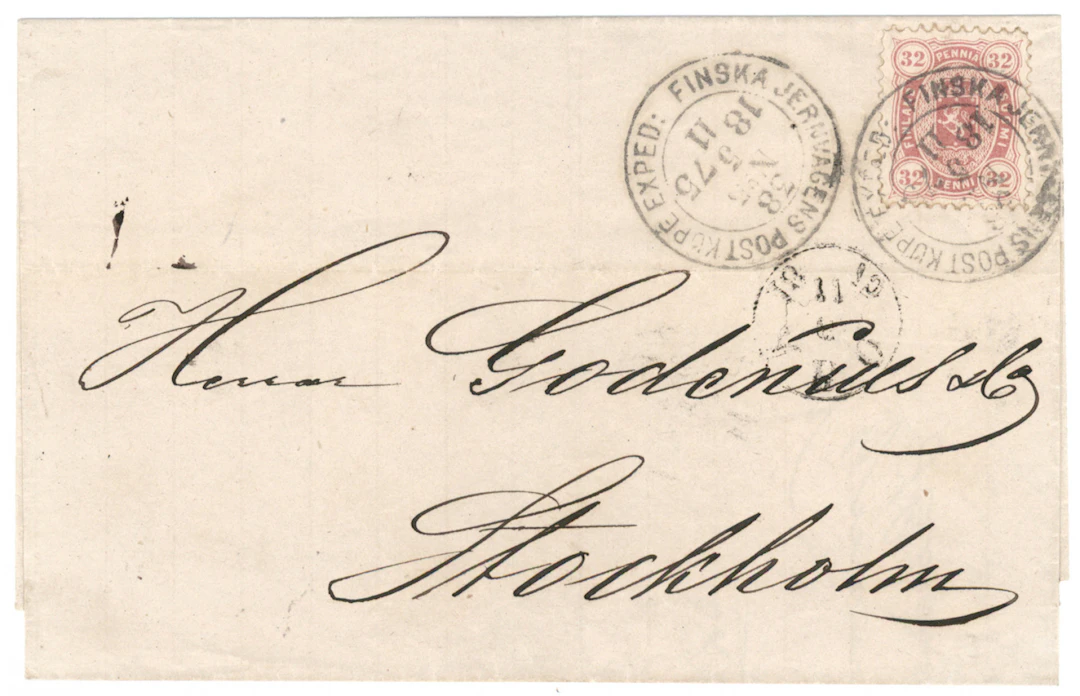 32 penni pale rose on a beautiful cover to Sweden, Postkupe No 5 38