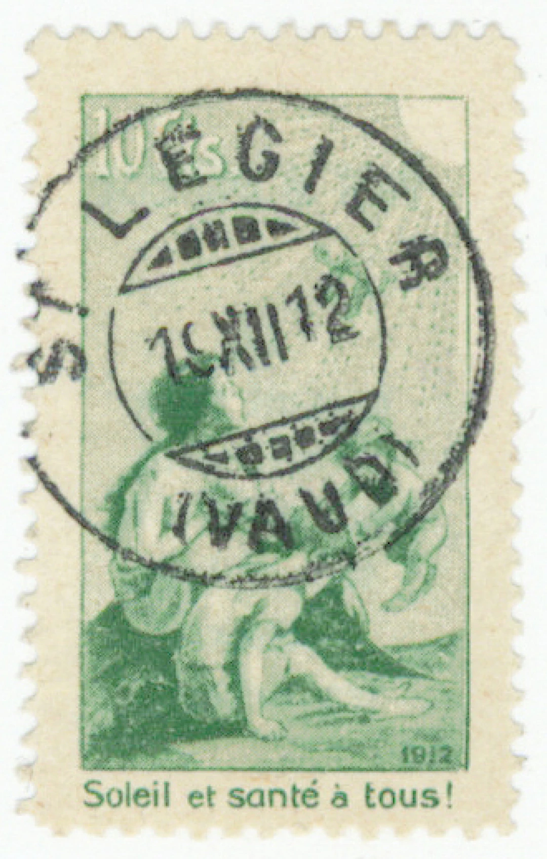 1912 Pro Juventute, green French language forerunner Mi II, very fine
