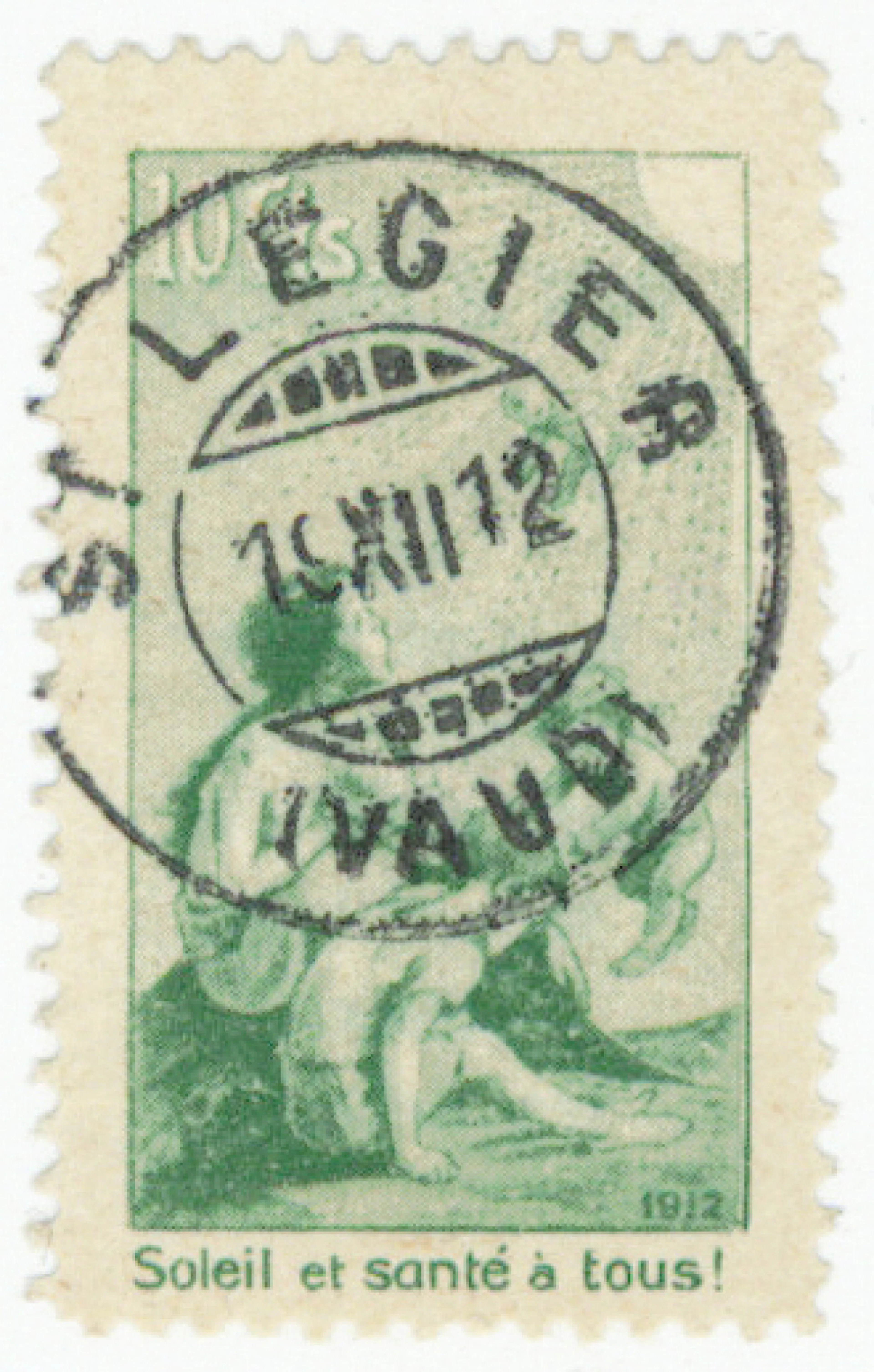 1912 Pro Juventute, green French language forerunner Mi II, very fine
