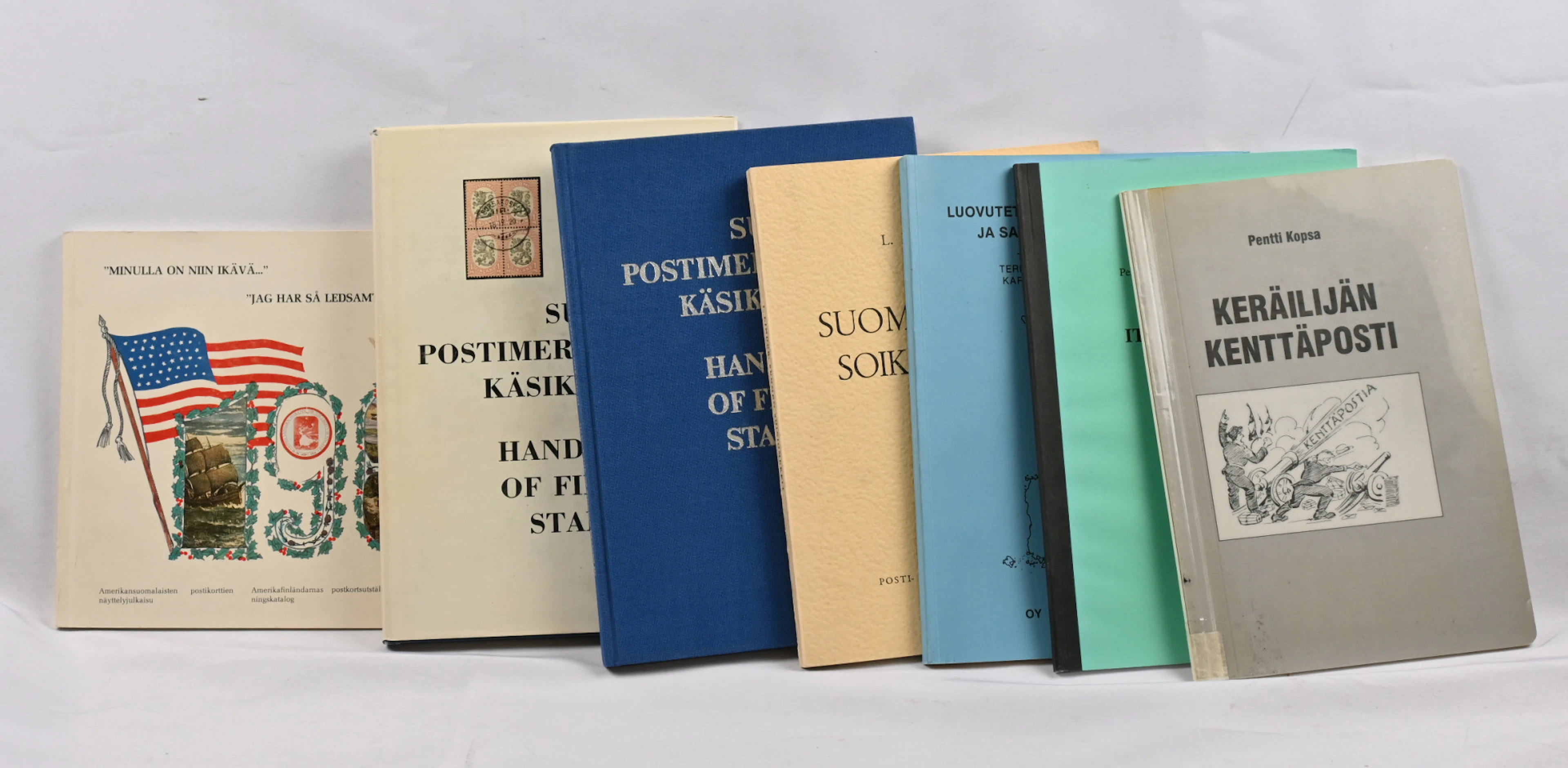 Works related to Finnish philately six pieces, eg. Kopsa's "keräilijän