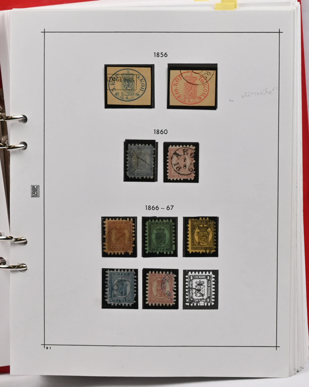 From old to 1990s collection on pages in an album including eg. serpentine