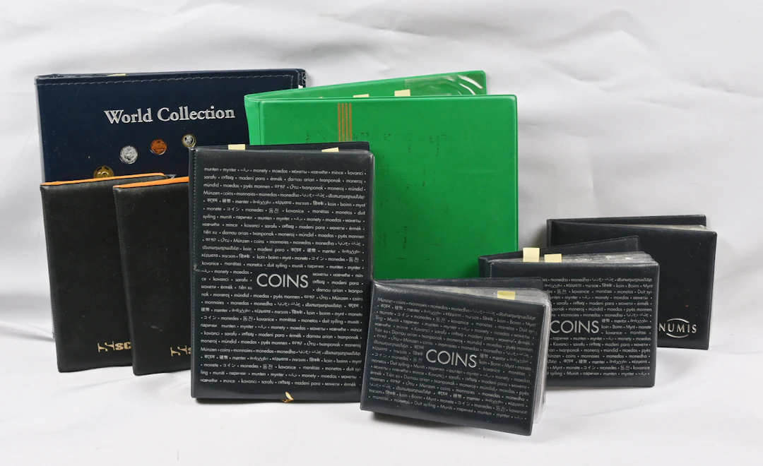 Whole world coin lot in eigh albums in various sizes, ca. 9 KG