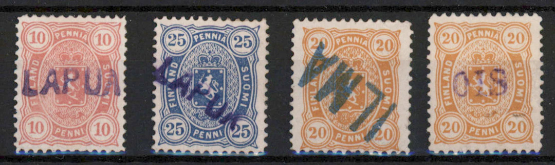 10 penni - 25 penni very fine cancellations eg. ship name cancellation