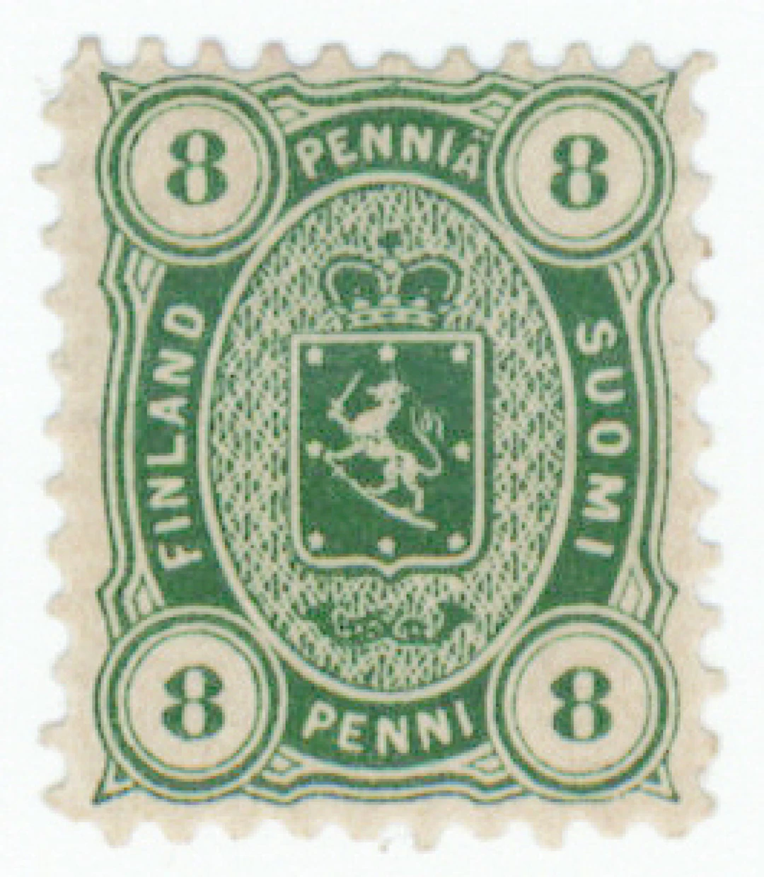 8 penni dark yellow-green, mint *. (L. 14SAbb).