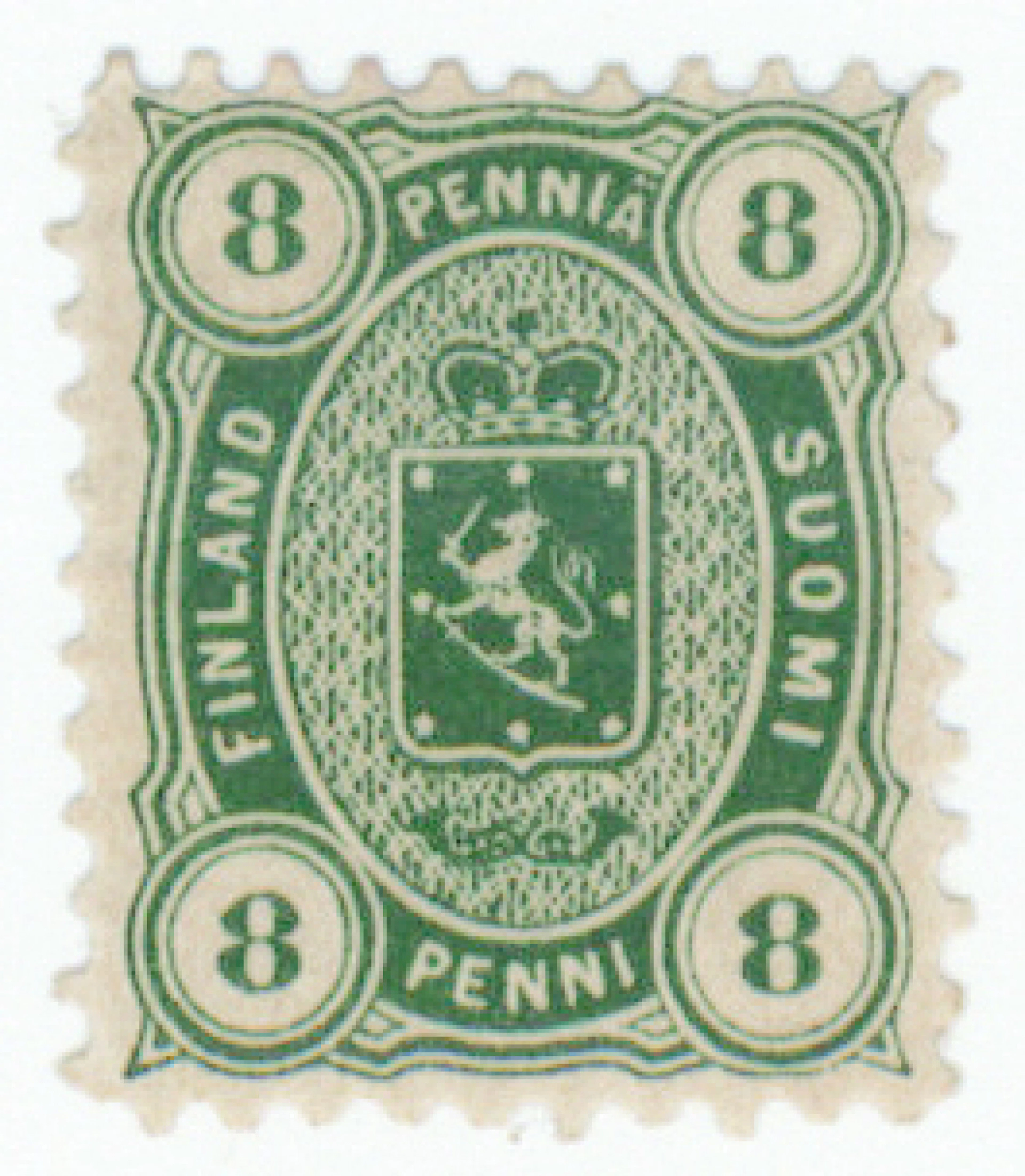 8 penni dark yellow-green, mint *. (L. 14SAbb).