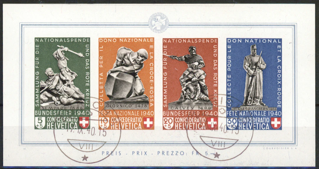 1940 Pro Patria Mi BL5, used miniature sheet.