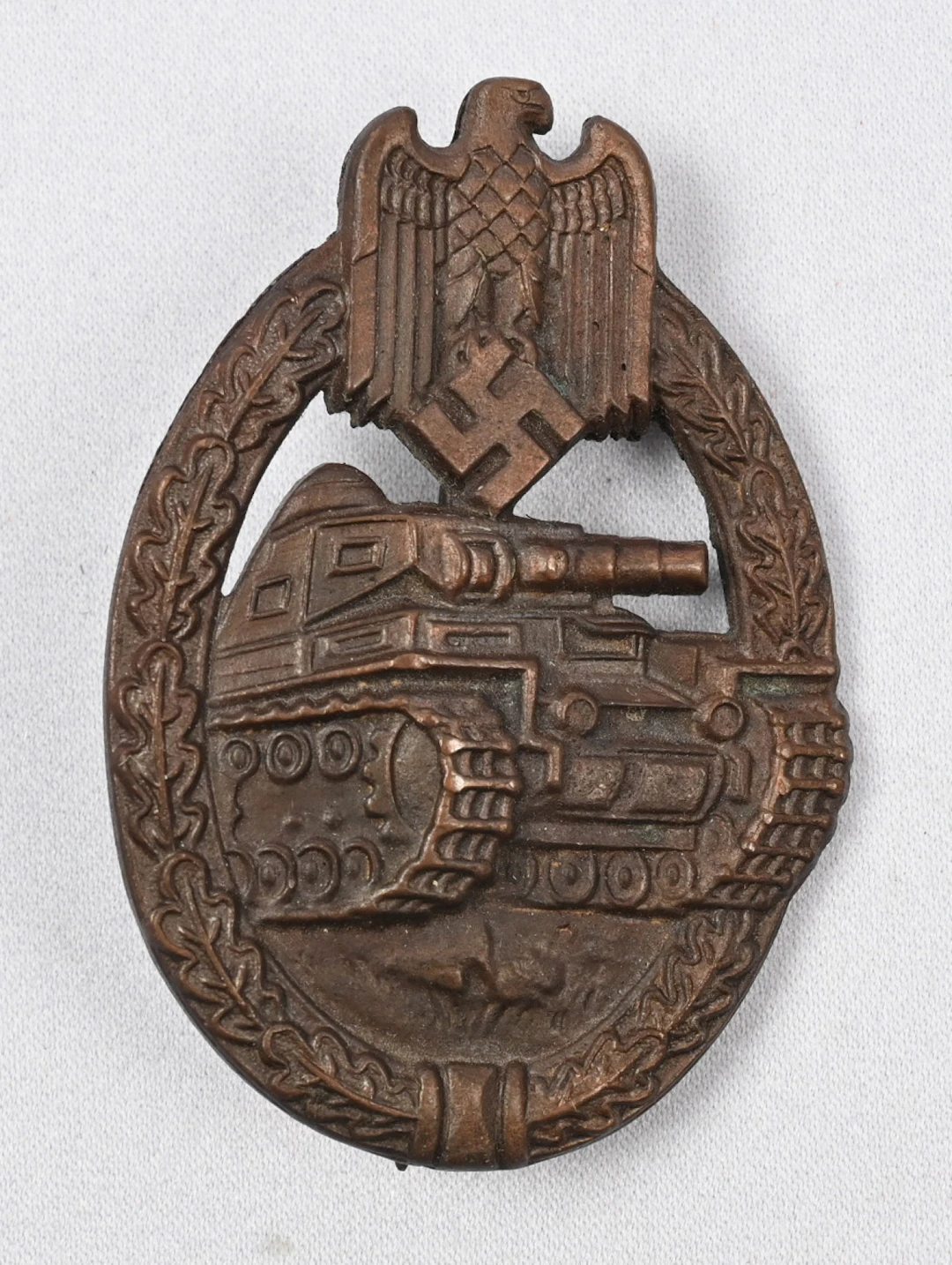 German Panzer Assault Badge bronze class. Tinted non-ferrous metal