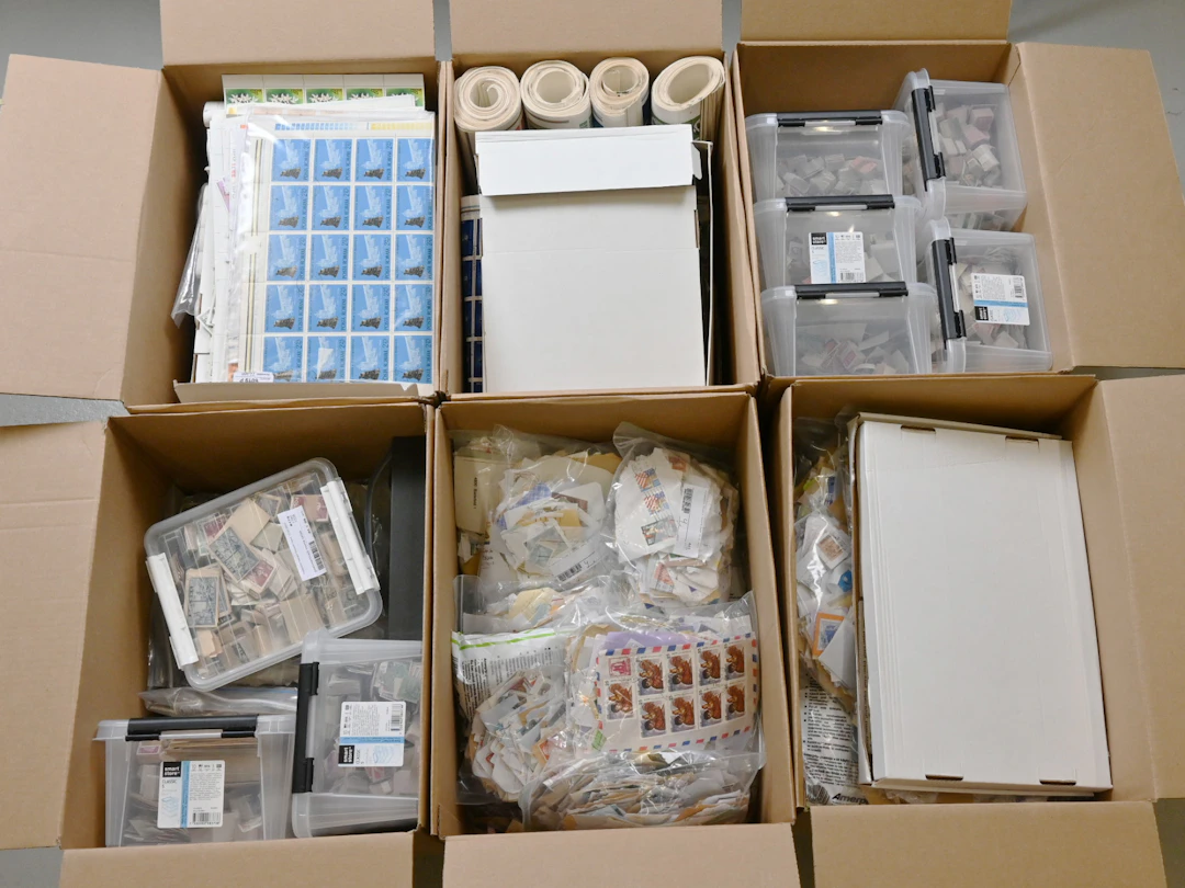 HUGE SELECTION of loose stamps in six boxes, tens of thousands of