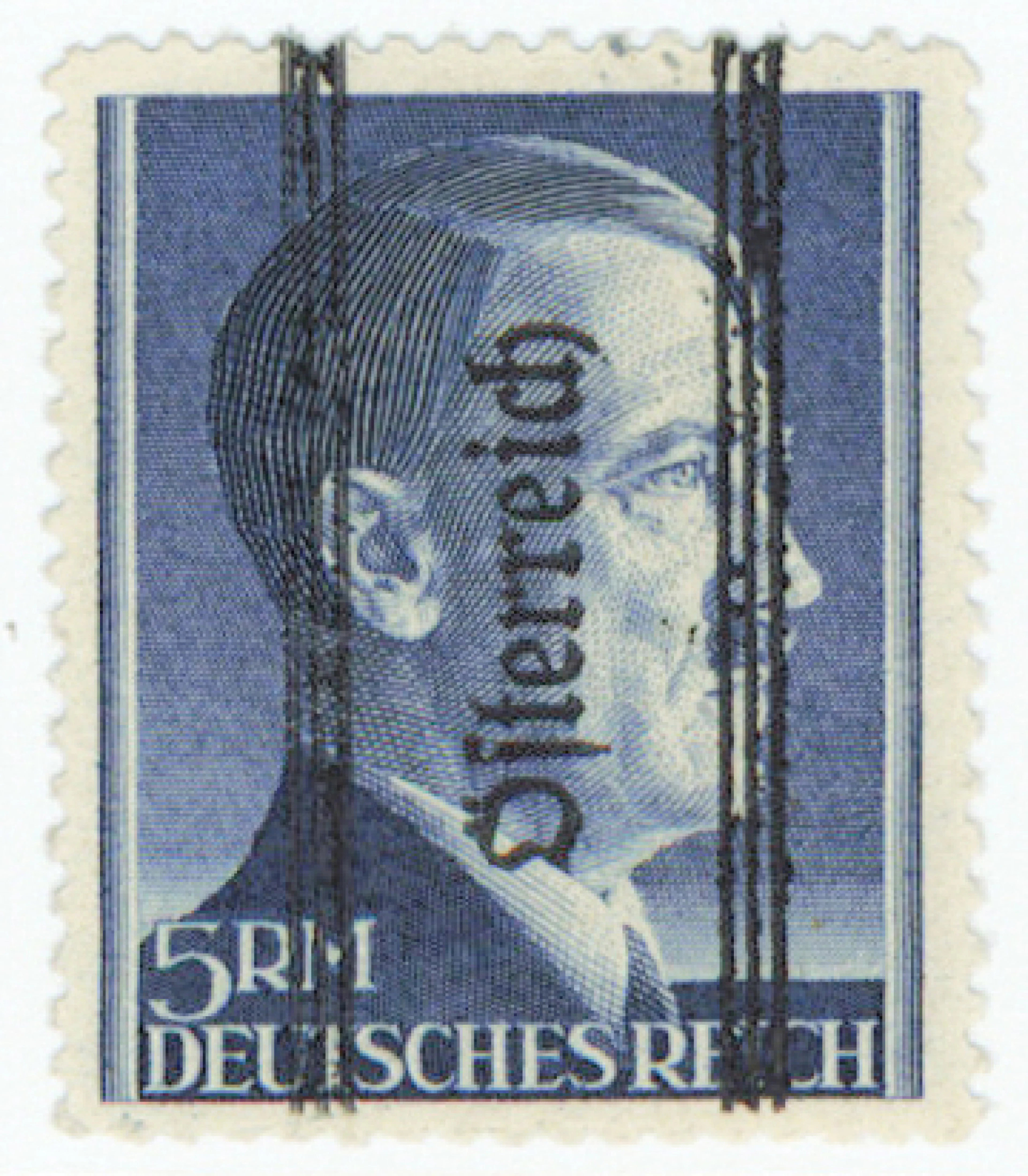 1945 Hitler 5 RM Mi 696 II, MNH ** stamp with plate error III. Michel 700€.