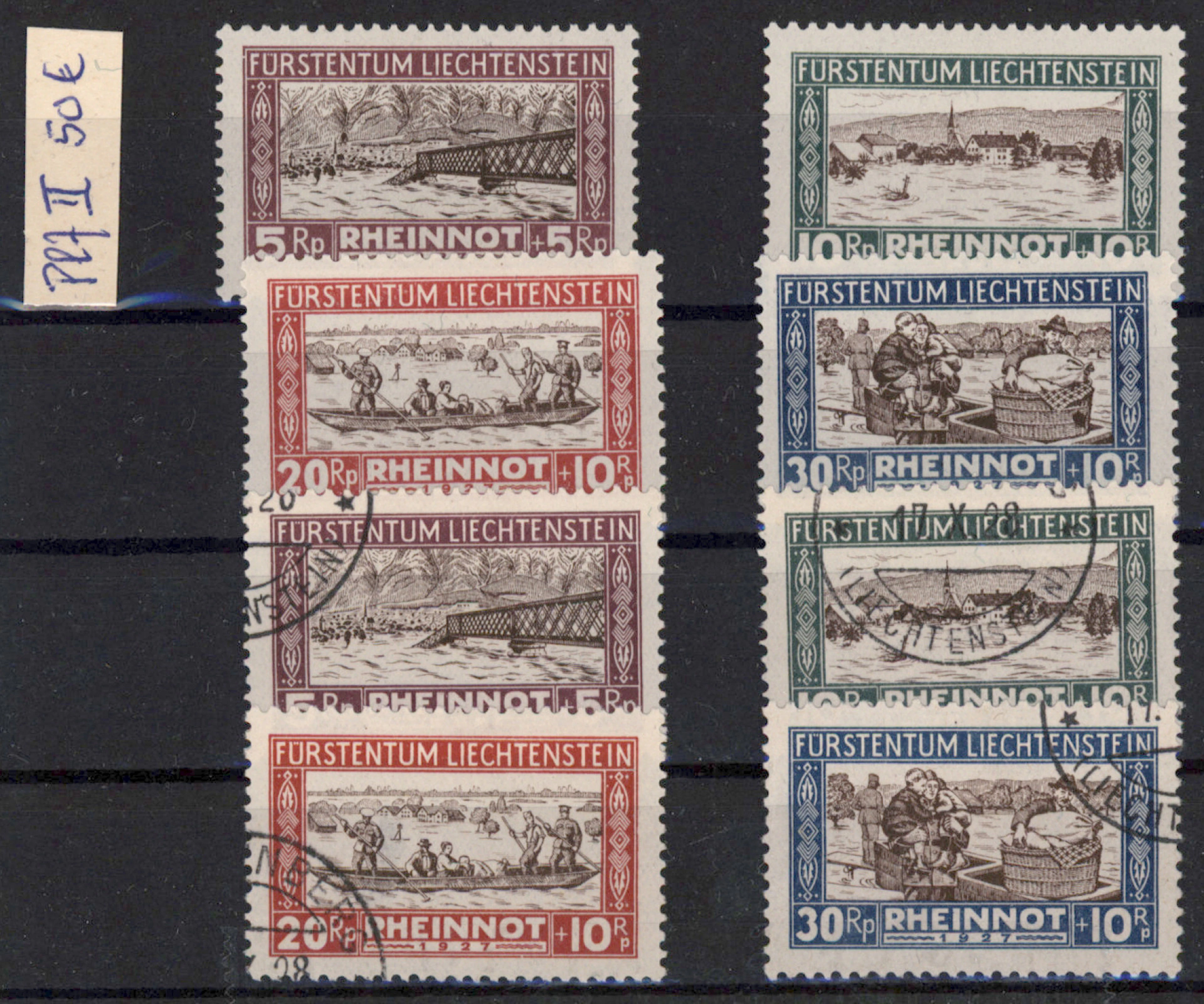 1928 Flood relief Mi 78-81, mint * and used set.