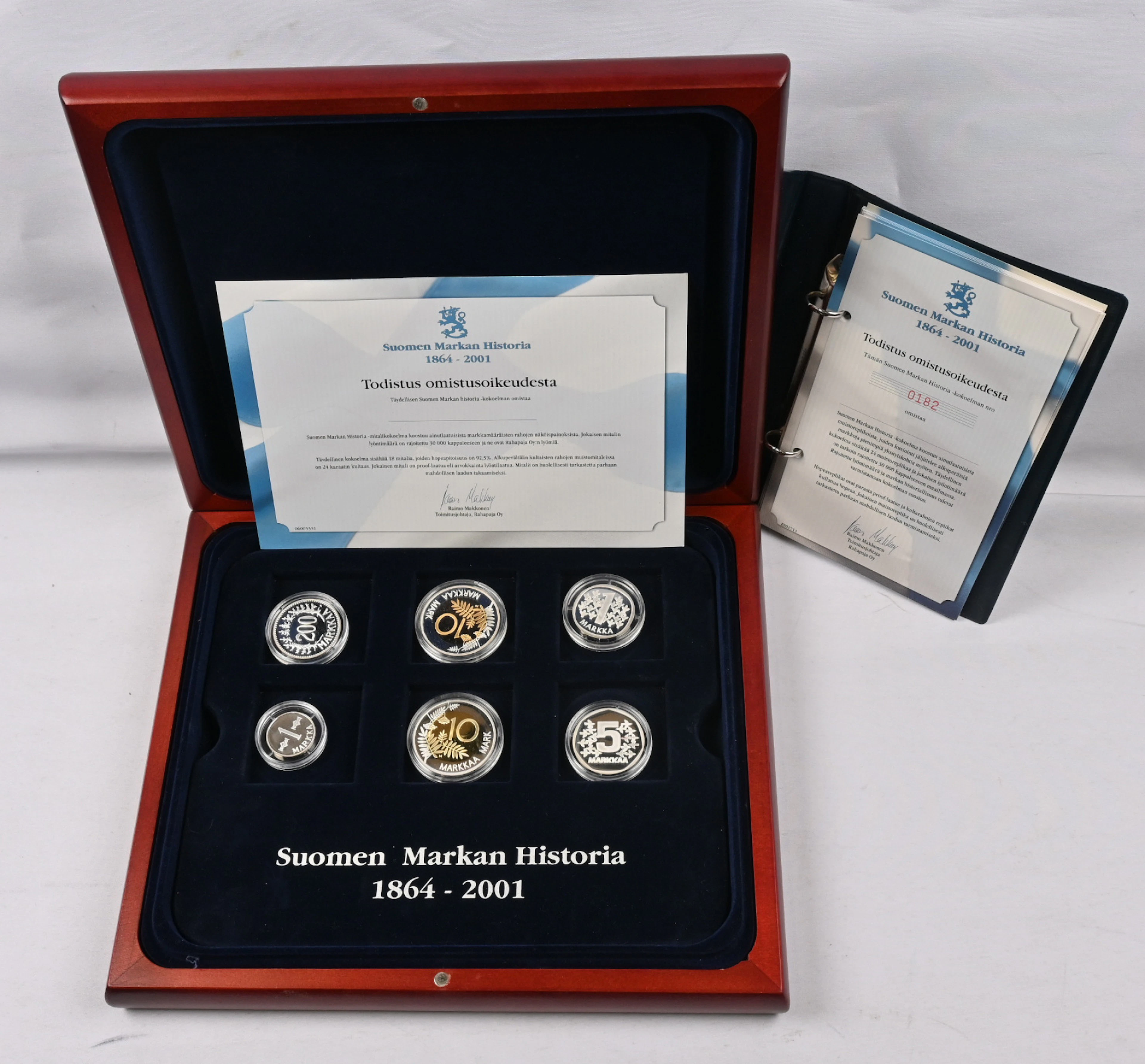 History of the Finnish markka, fine assortment of 925 silver, partly