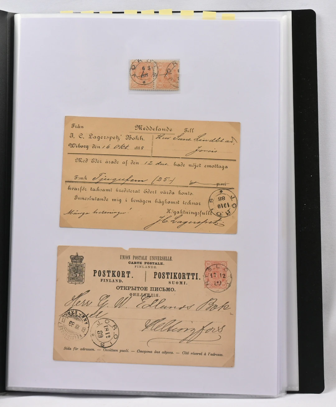 Joroinen postal history mini collection mounted on 20 pages, eg. mail