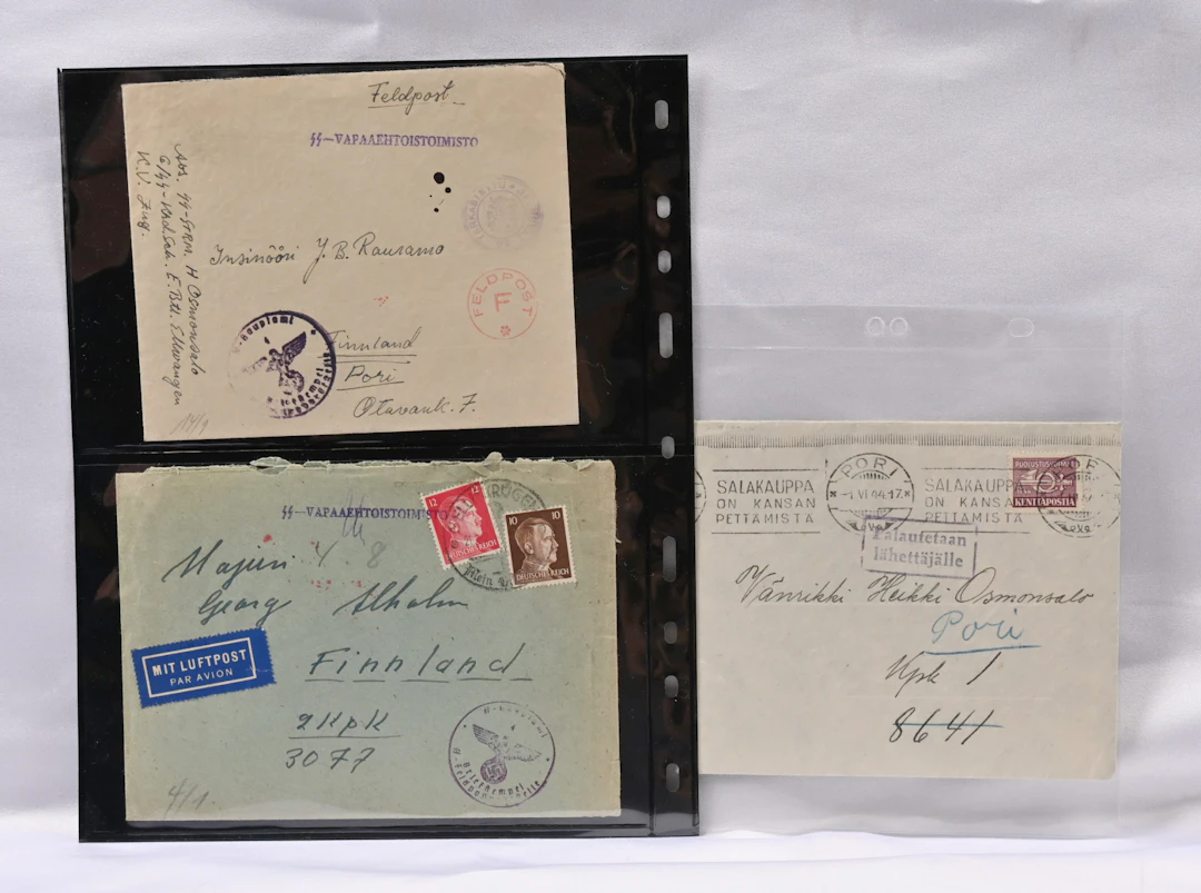 WW2 era field post covers five pieces. One with Ratas cancellation