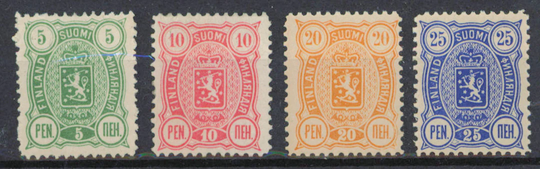 5 penni - 25 penni fine A-perforation stamps in very fine mint **