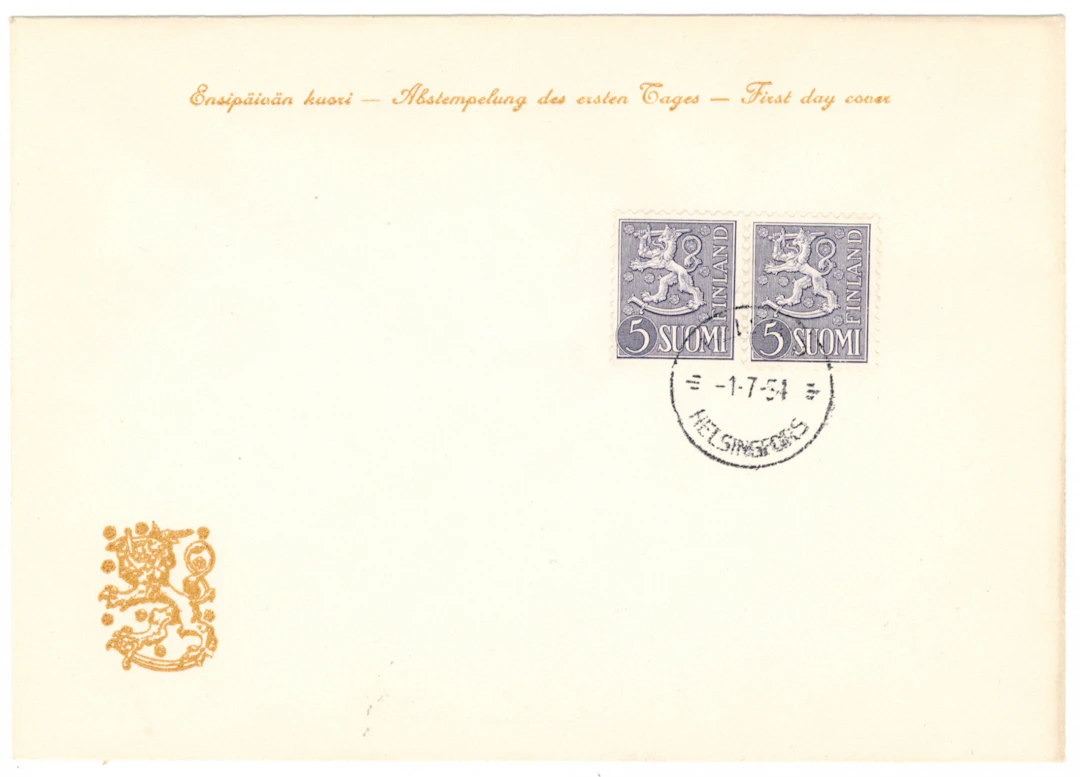 1954 5 markka lion pair 1.7.54.