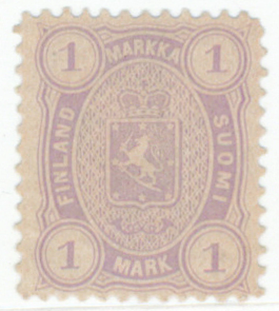 1 markka lilac perforation 12½ rare mint *. (L. 17SBb) opinion: Ossa (2016).