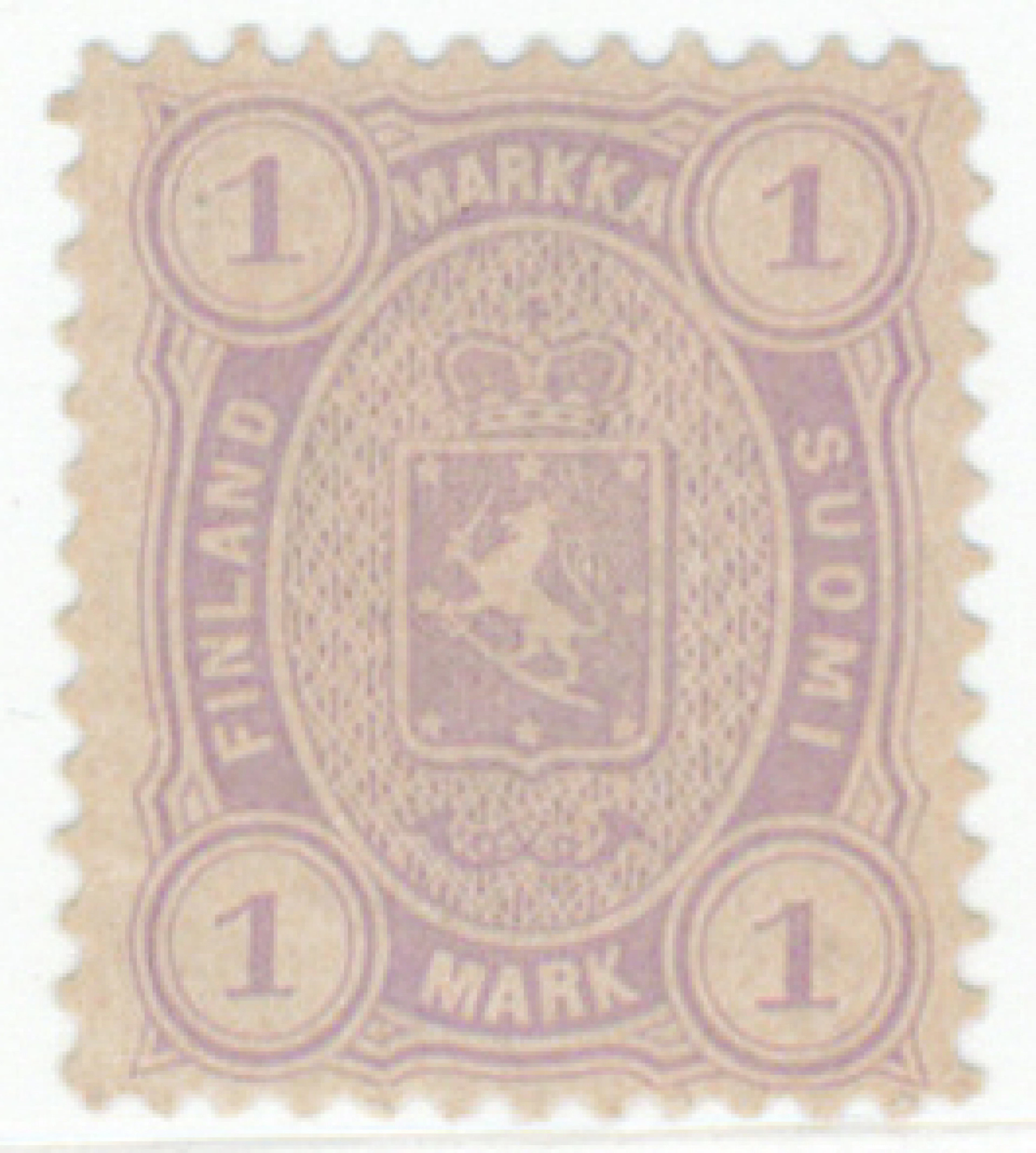 1 markka lilac perforation 12½ rare mint *. (L. 17SBb) opinion: Ossa (2016).