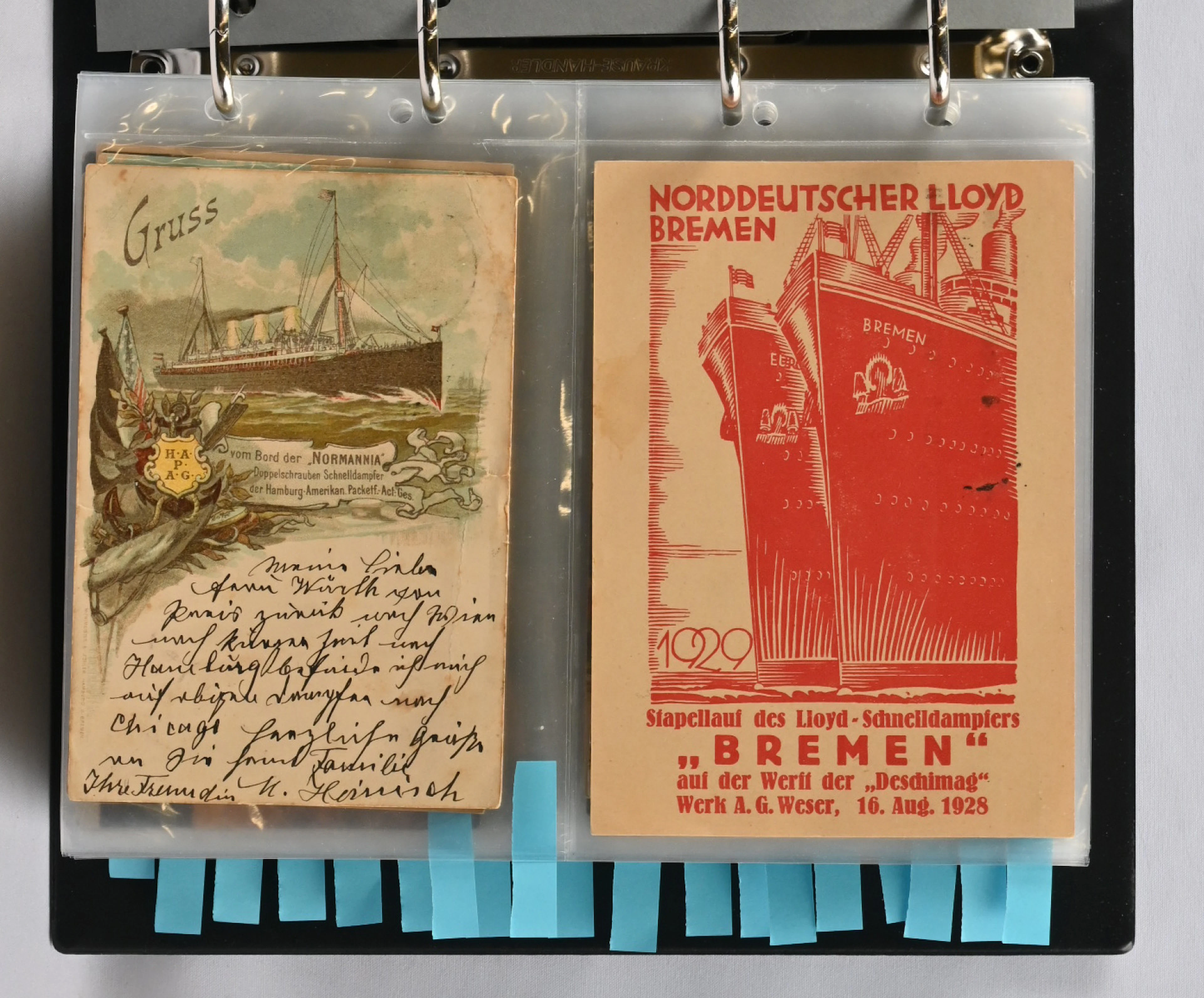 Ships, very fine material of ship cards and photographs in two cover