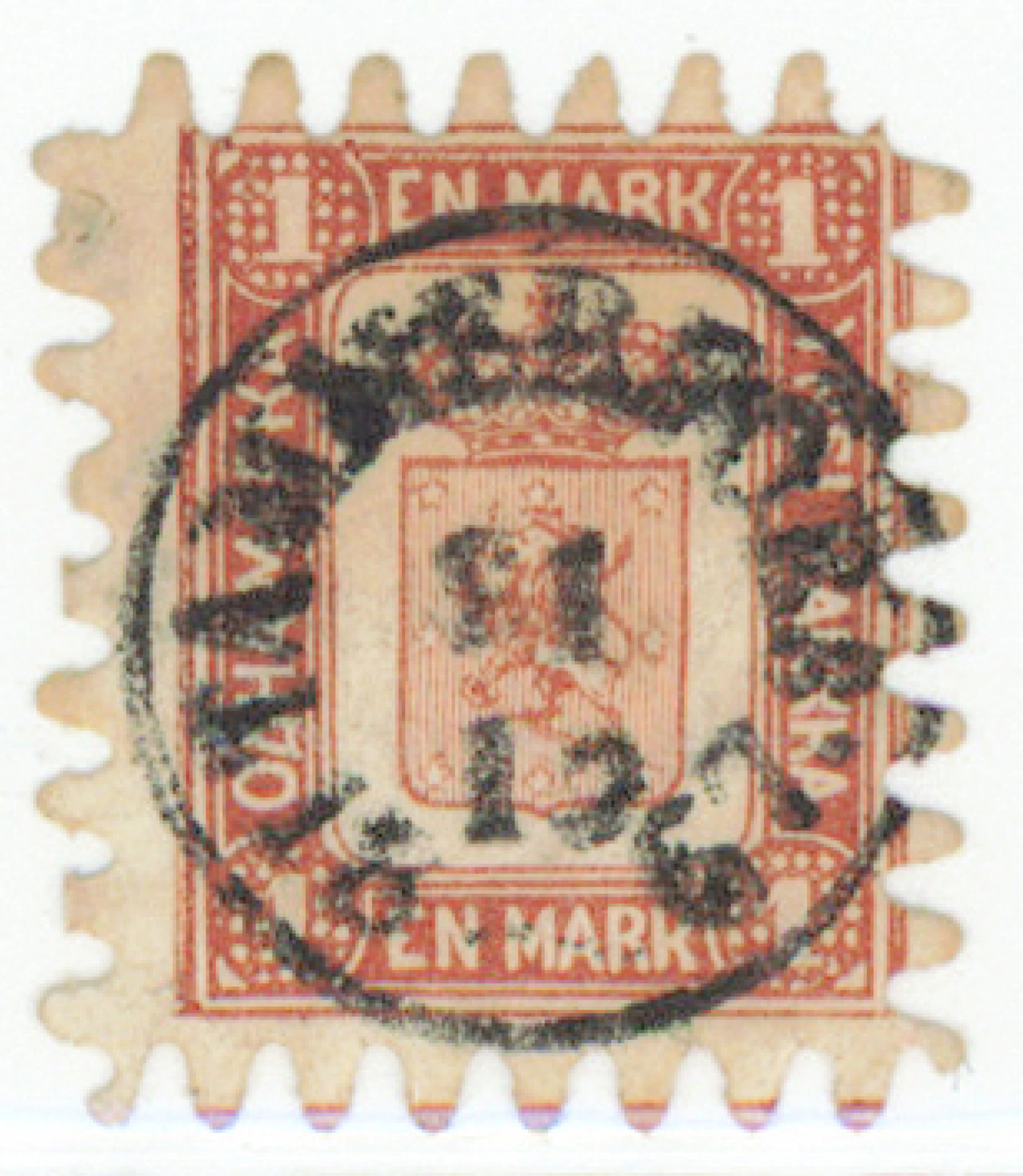 1 markka III nearly superb Tammerfors 1867, only two incomplete perfs