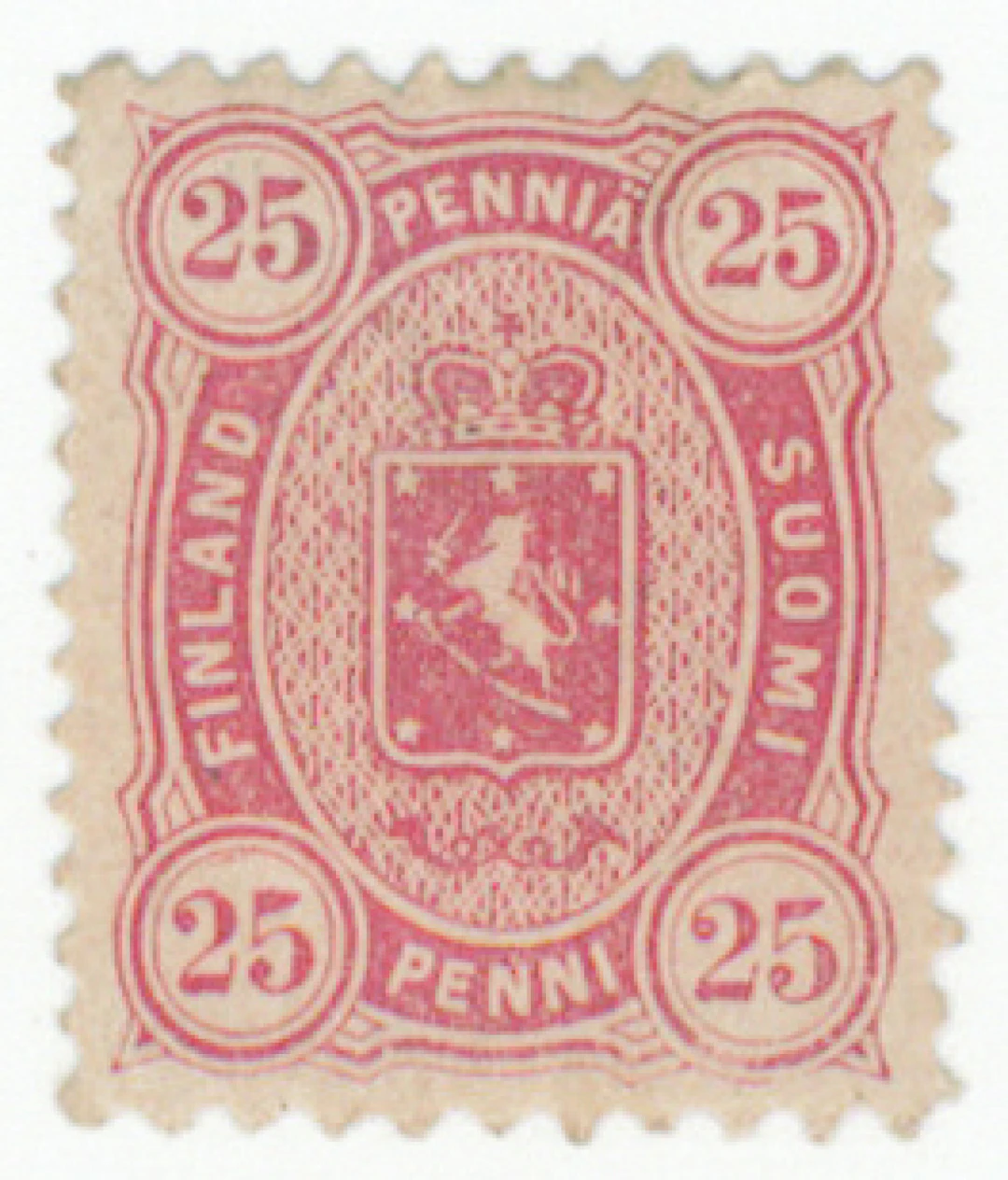 25 penni dull carmine perforation 11 x 12½, rare mint *. Ex Fabergé.