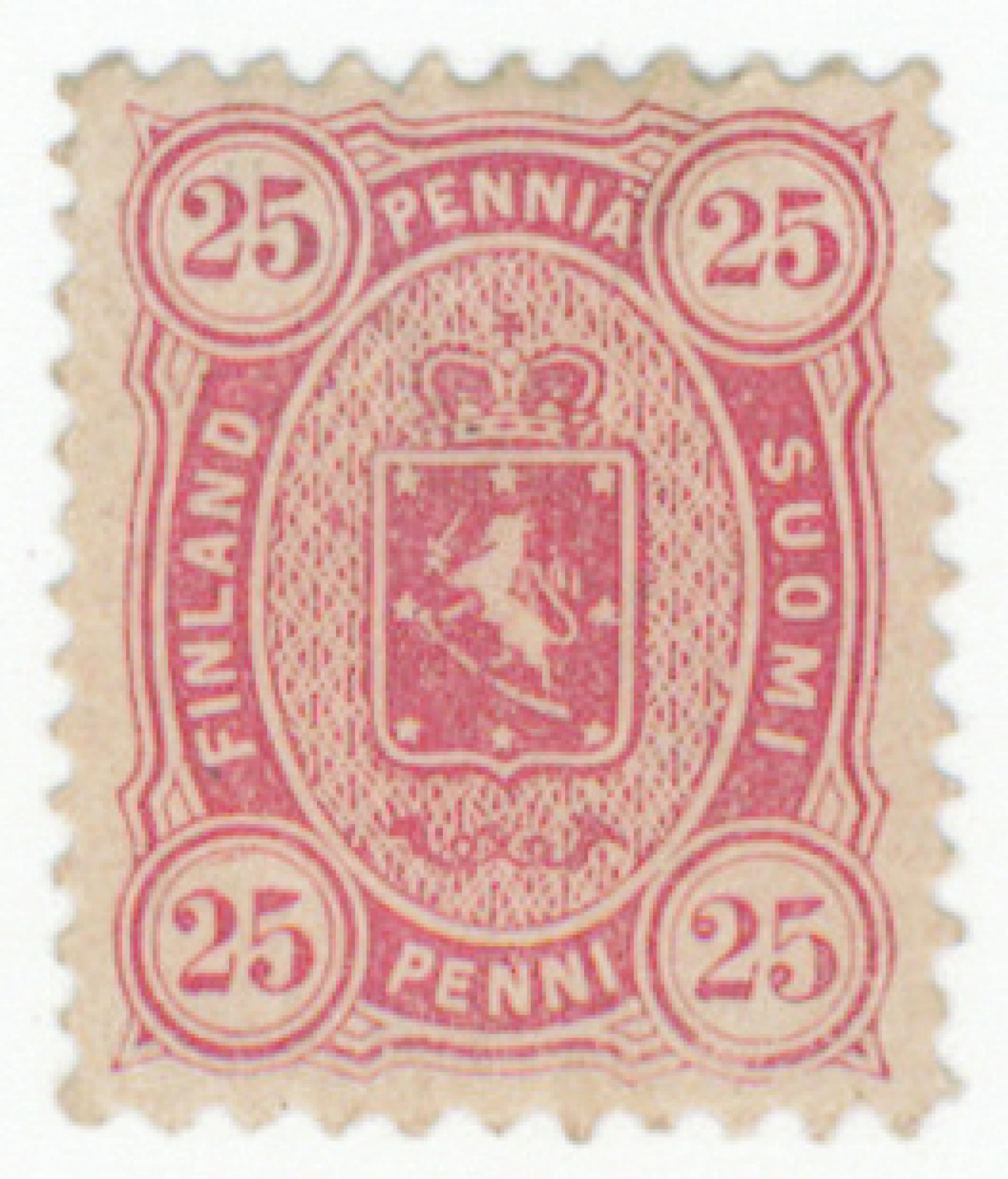 25 penni dull carmine perforation 11 x 12½, rare mint *. Ex Fabergé.