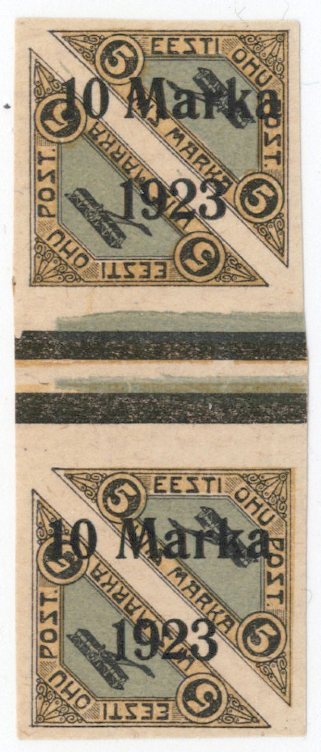 1923 Airmail stamp 10 markka Mi 43B, very fine mint ** gutter pair.
