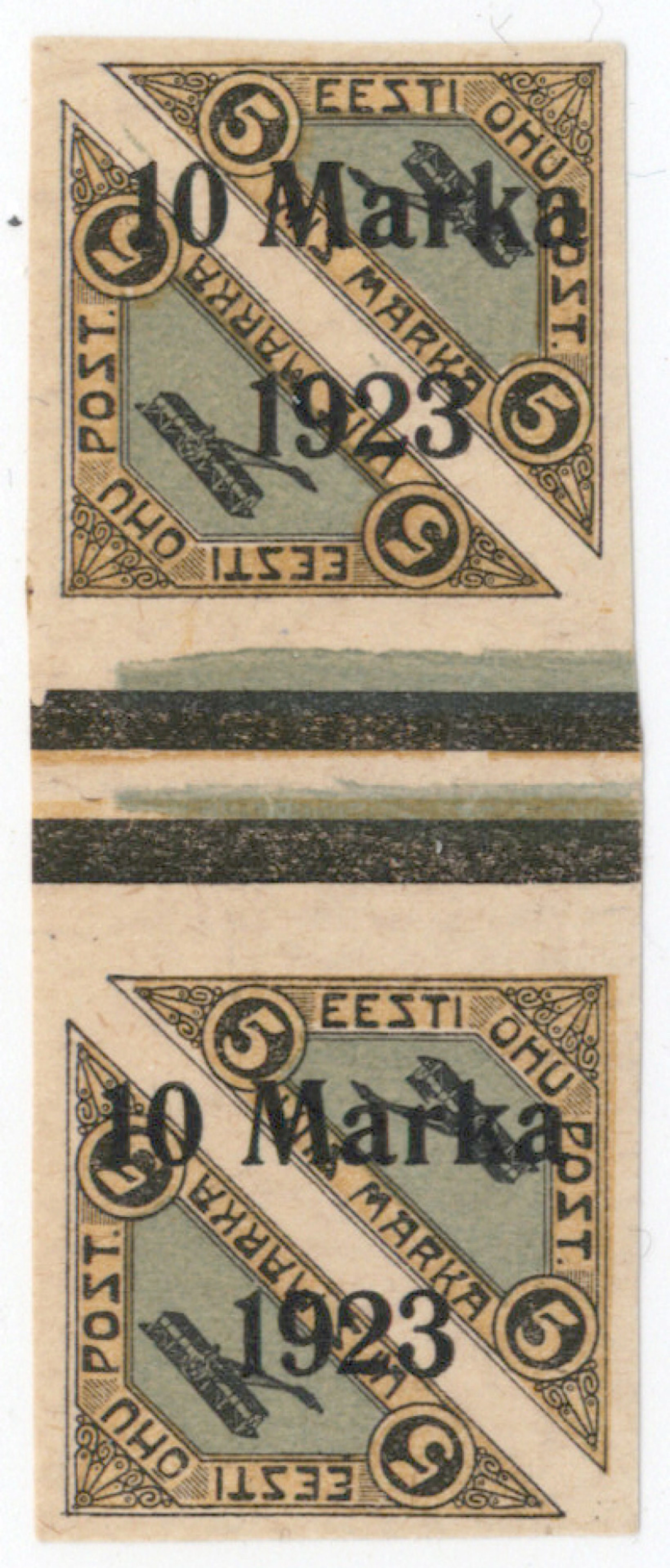 1923 Airmail stamp 10 markka Mi 43B, very fine mint ** gutter pair.