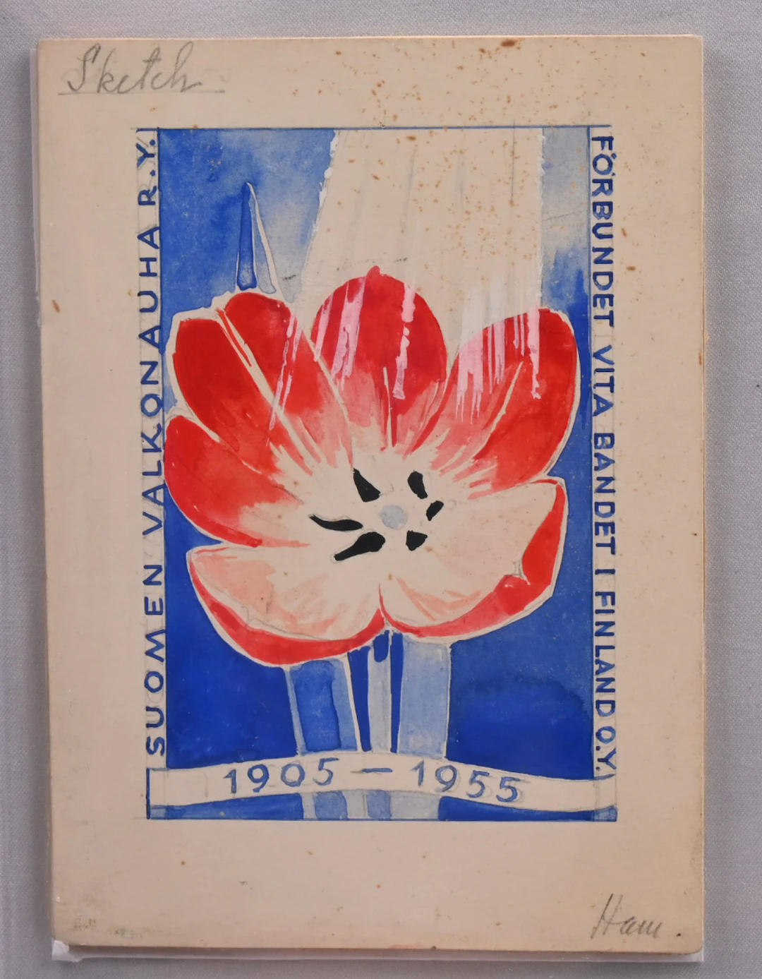 1955 Signe Hammarsten-Jansson's fine signed sketch for a Finnish White