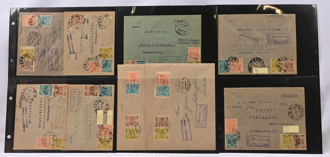 1918 - 1919 Flower design Mi 1-4, all four different stamps on registered