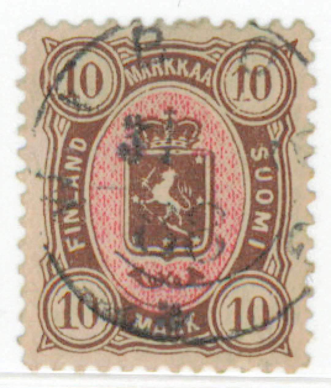 10 markka very fine used Wiborg 1886 but minor faults.
