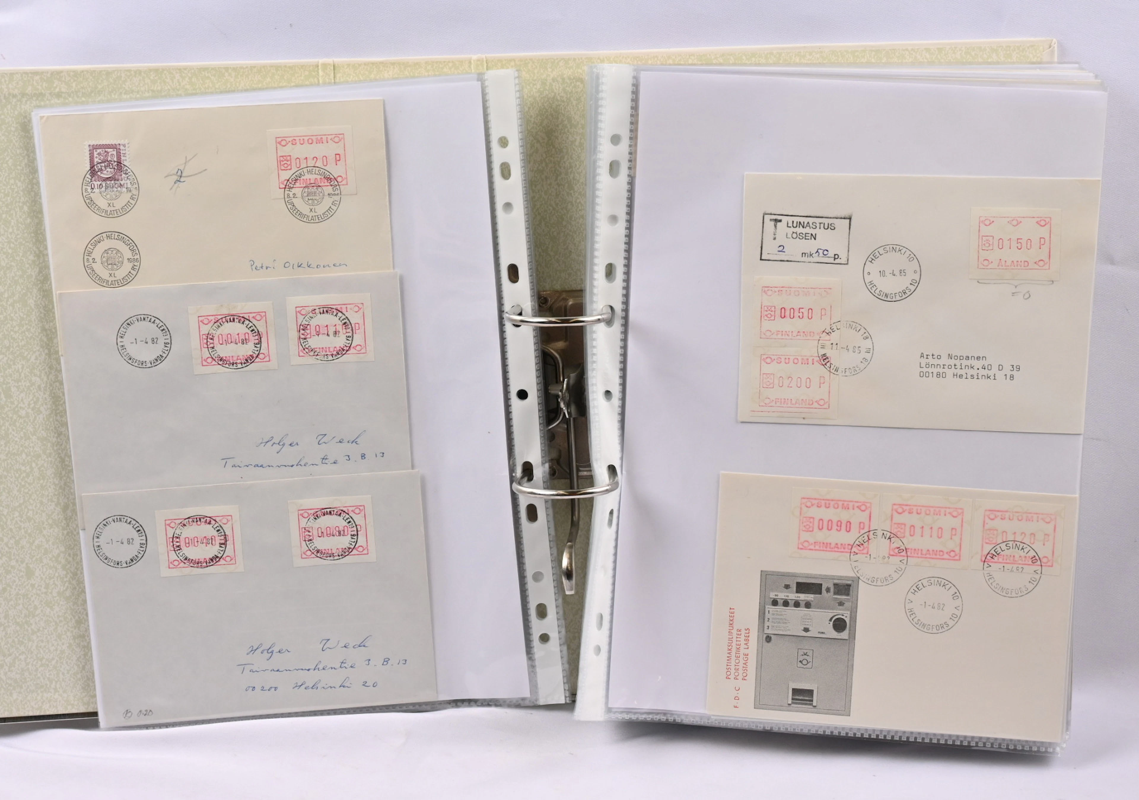 Finnish postal items mixed selection in three binders and in album.