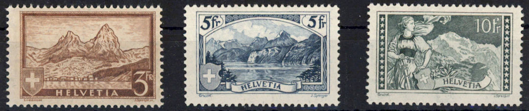 1928 3 Franc - 10 Franc Mi 226-228, rare very fine mint ** stamps