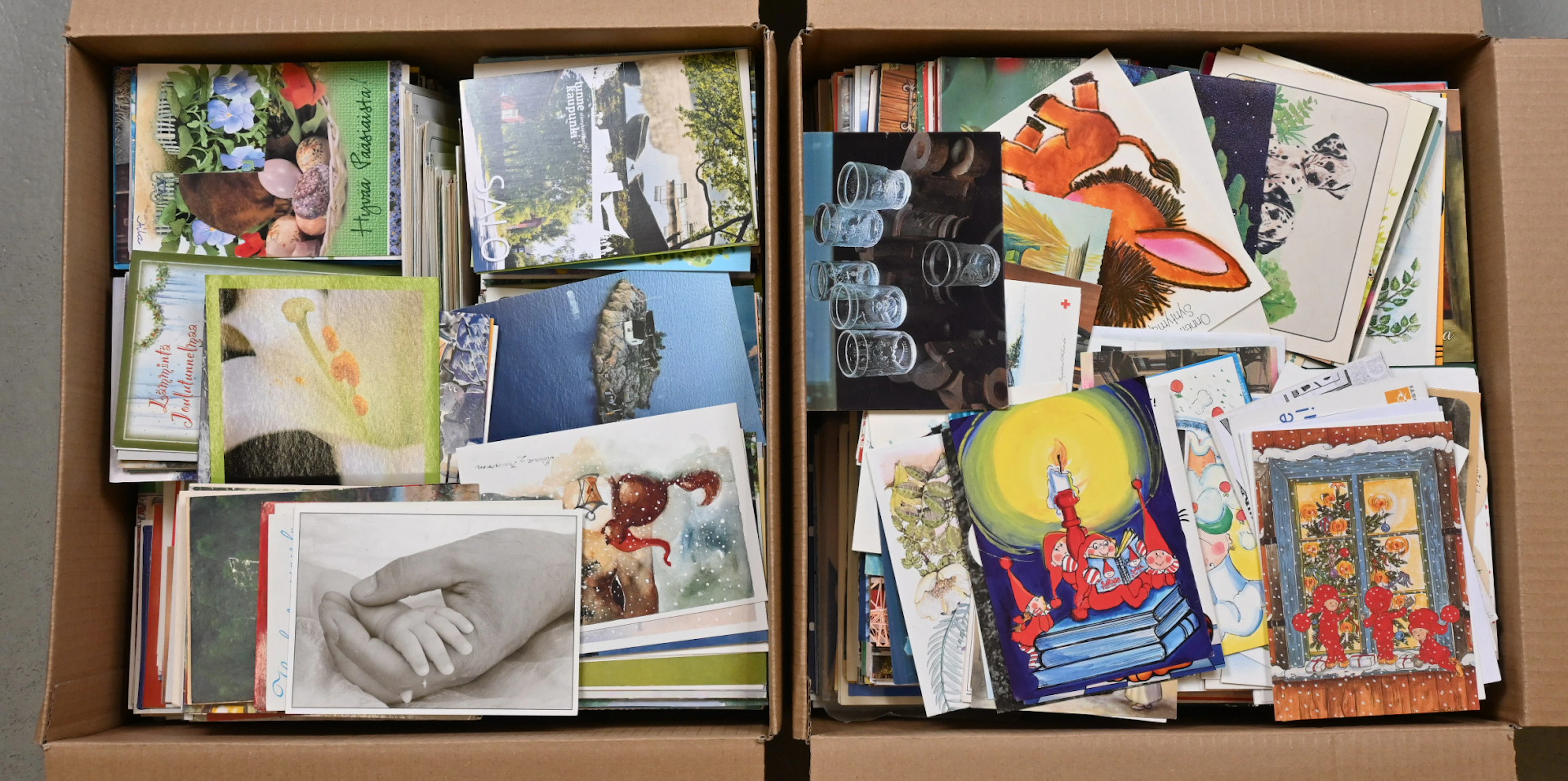 Finnish cards mixed, versatile selection in two boxes, in total approximately