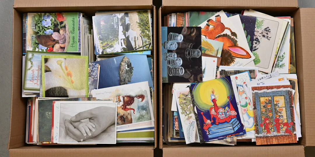 Finnish cards mixed, versatile selection in two boxes, in total approximately