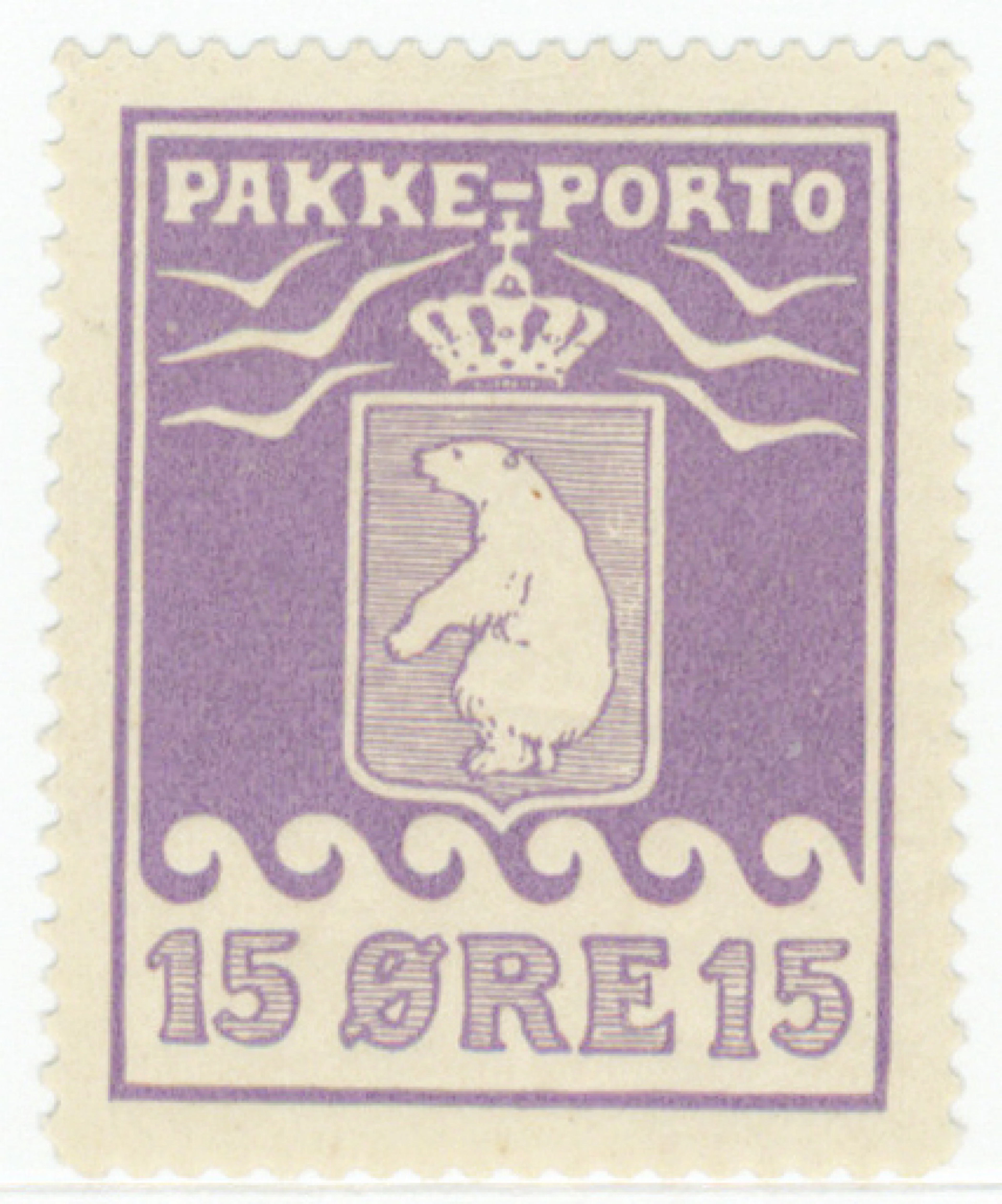 1915 Pakkeporto 15 öre violet F. 8, mint * stamp.