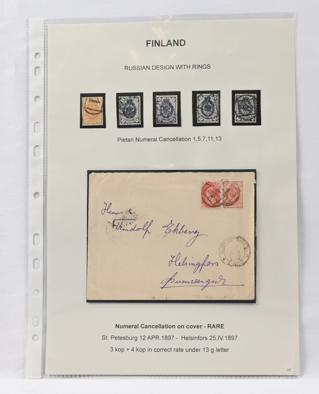 Selection of stamps cancellated in St. Petersburg on collection page