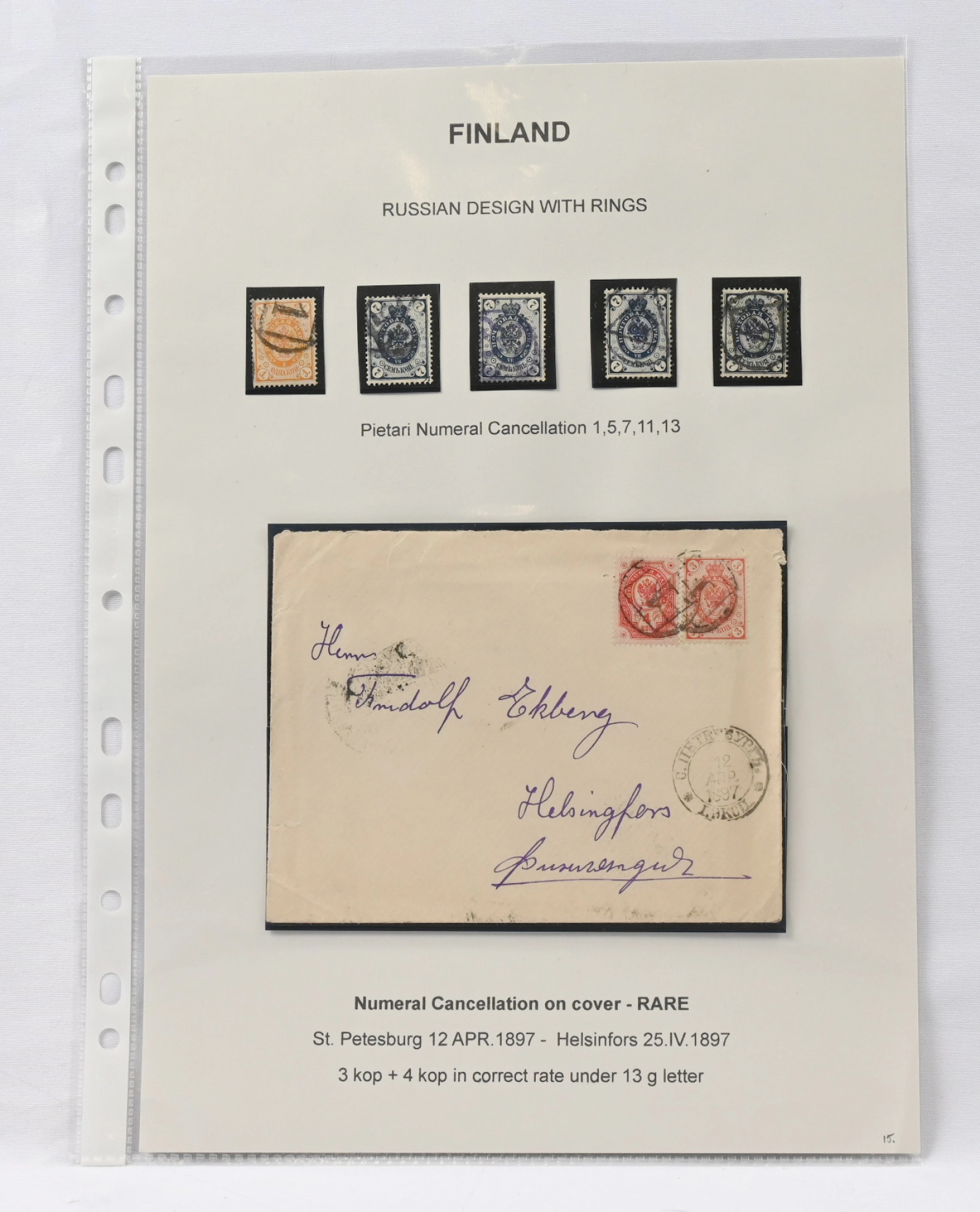 Selection of stamps cancellated in St. Petersburg on collection page