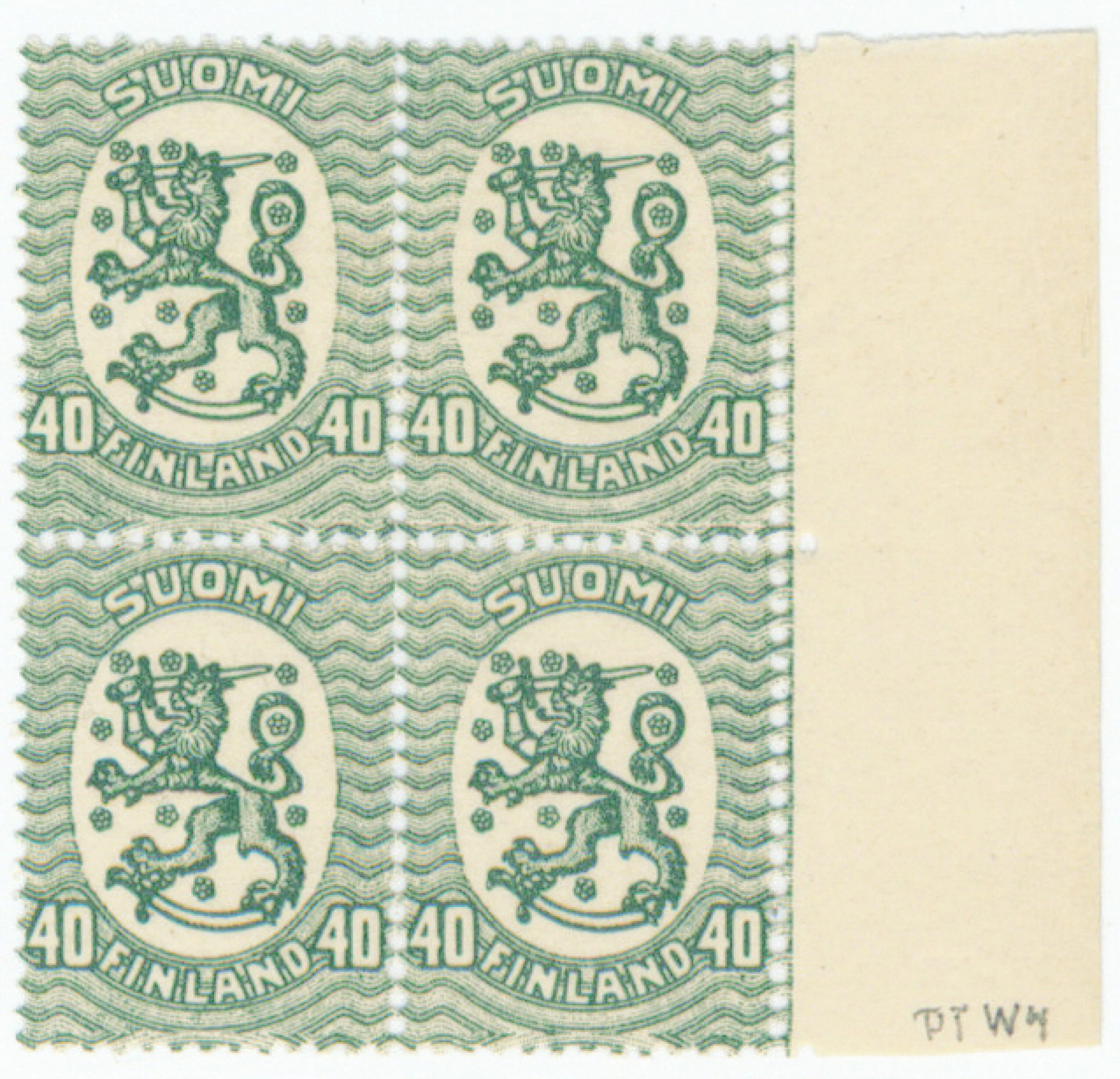 40 penni BW4 very fine mint ** block of four (L. 128BW4)