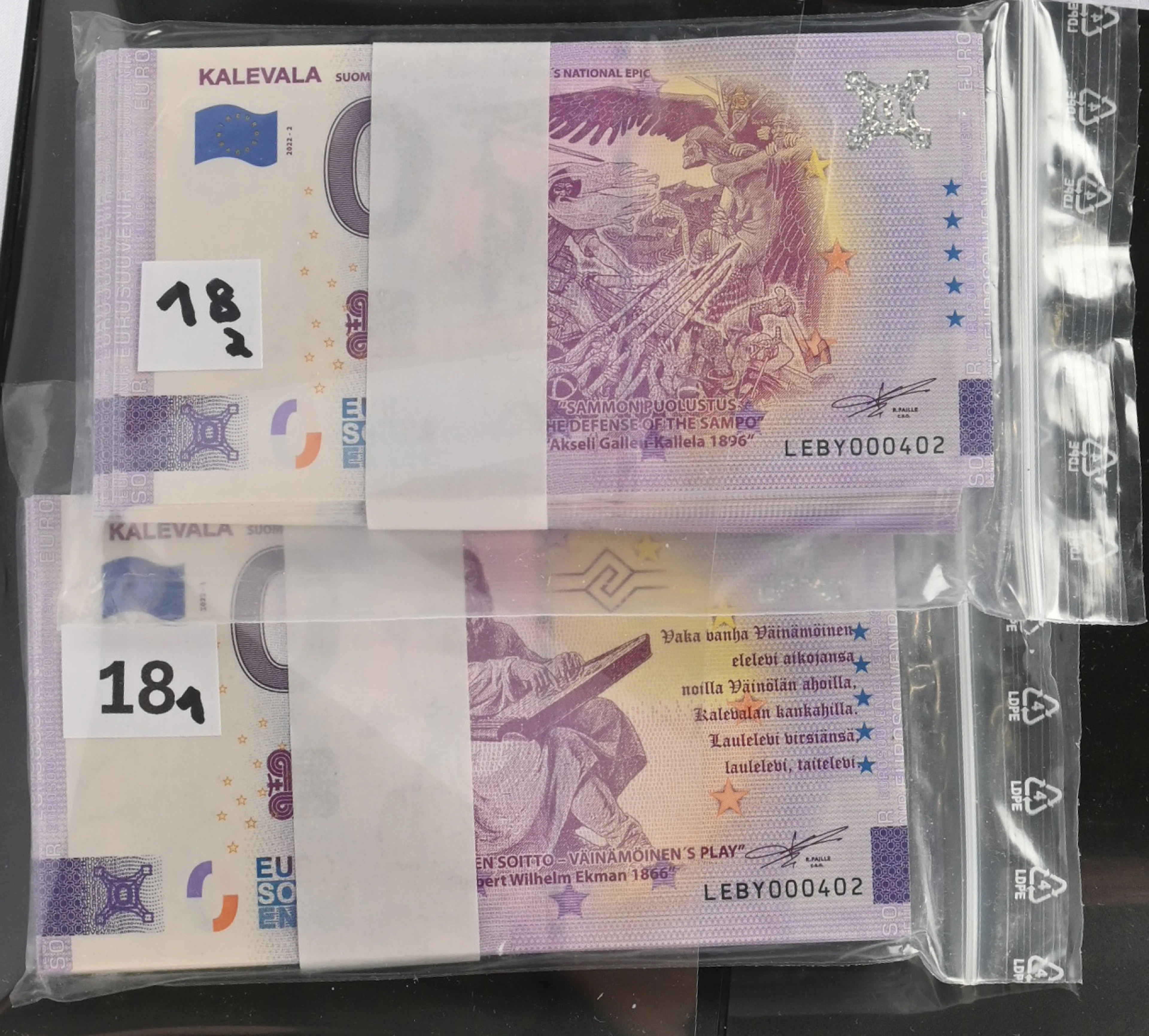 2022 0€ Kalevala two different. Selection of 100 pieces of both, total