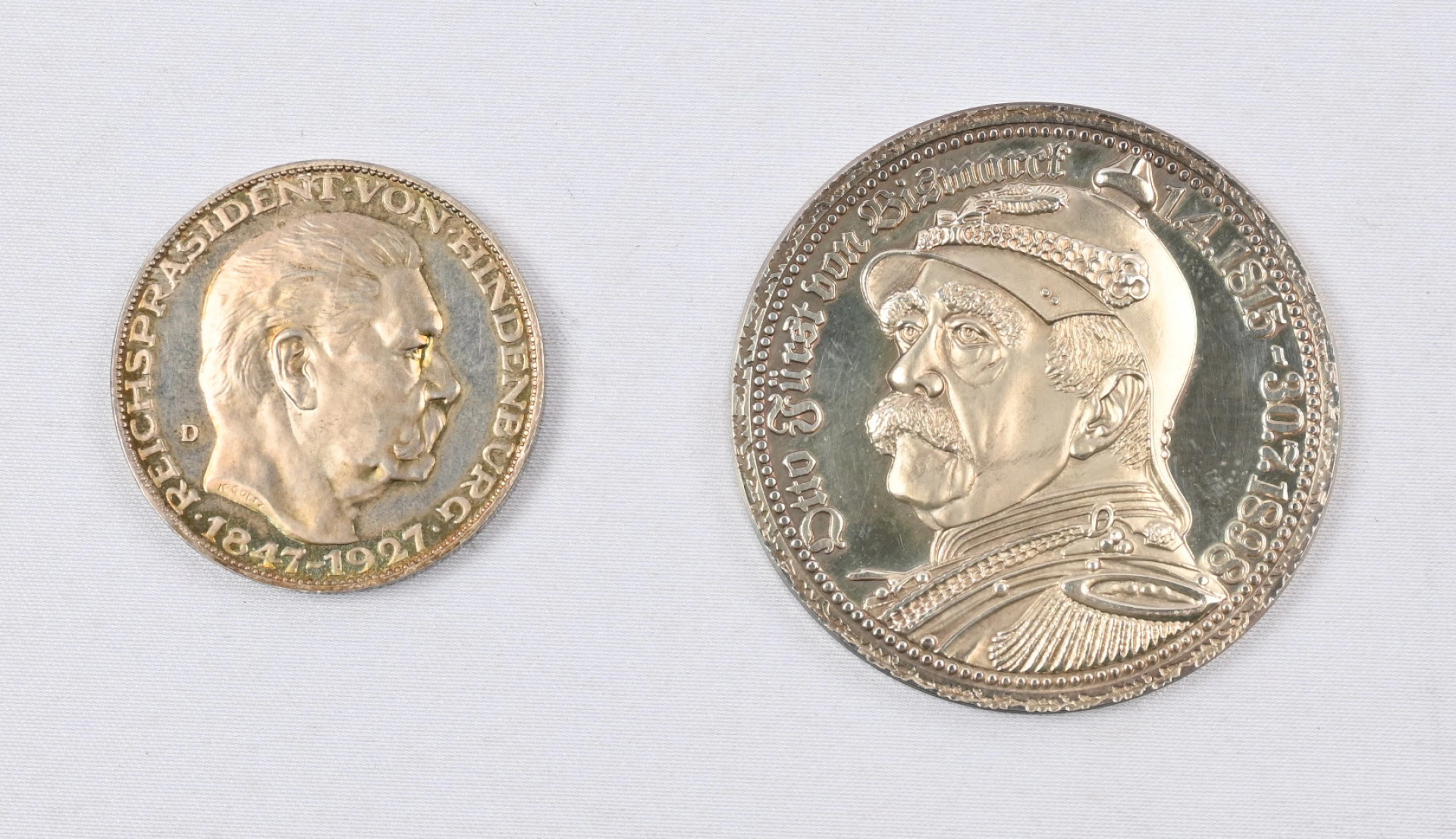 Germany, two fine silver medals. Large Otto von Bismarck (49.5g -