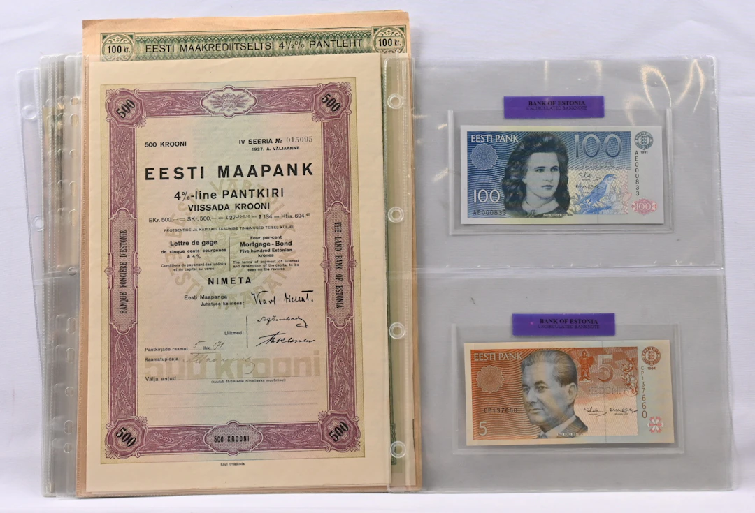 Estonia, interesting selection, including two UNC banknotes (100 krooni