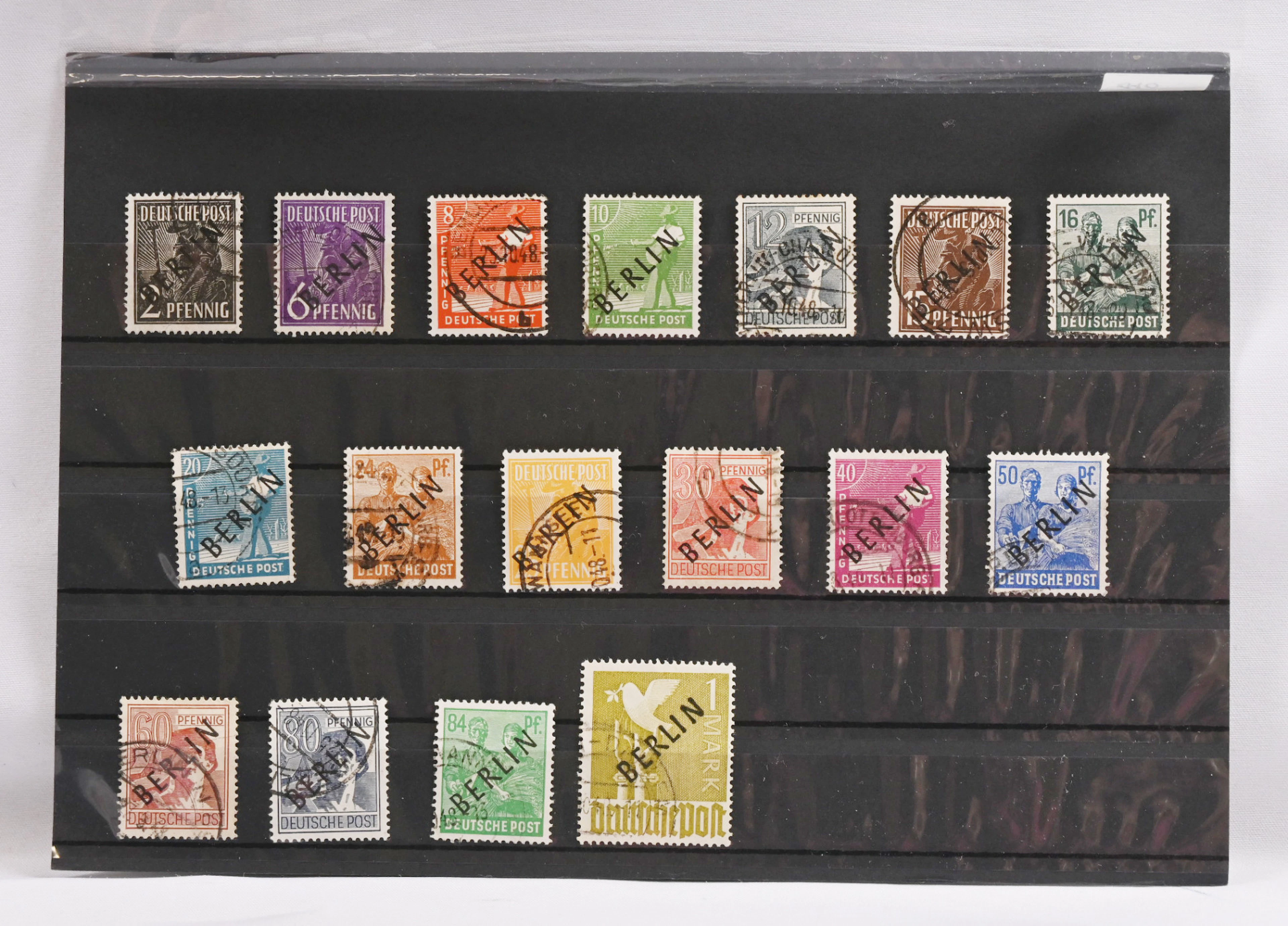 1948 Black overprint 2 Pf - 1 M Mi 1-17, used set without the three