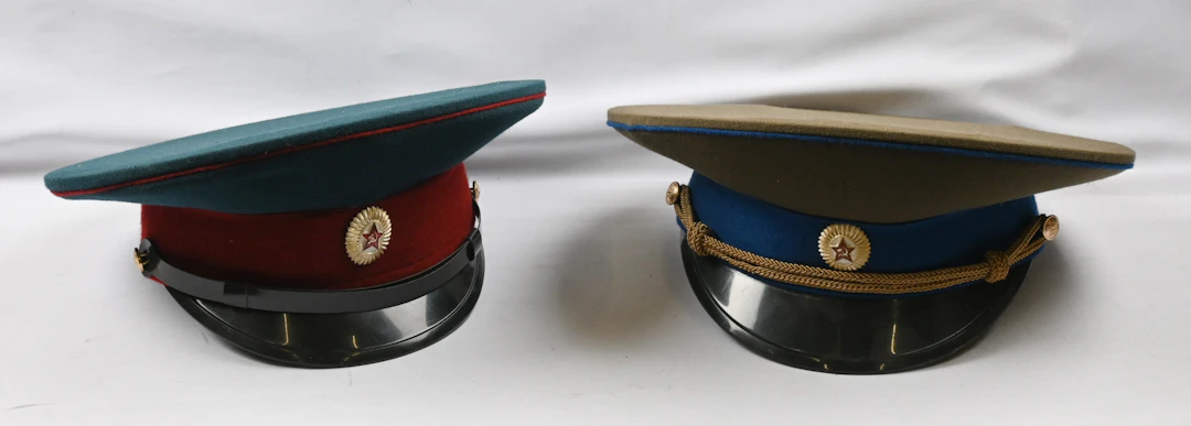 Peaked caps of different service branches of the Soviet Union army
