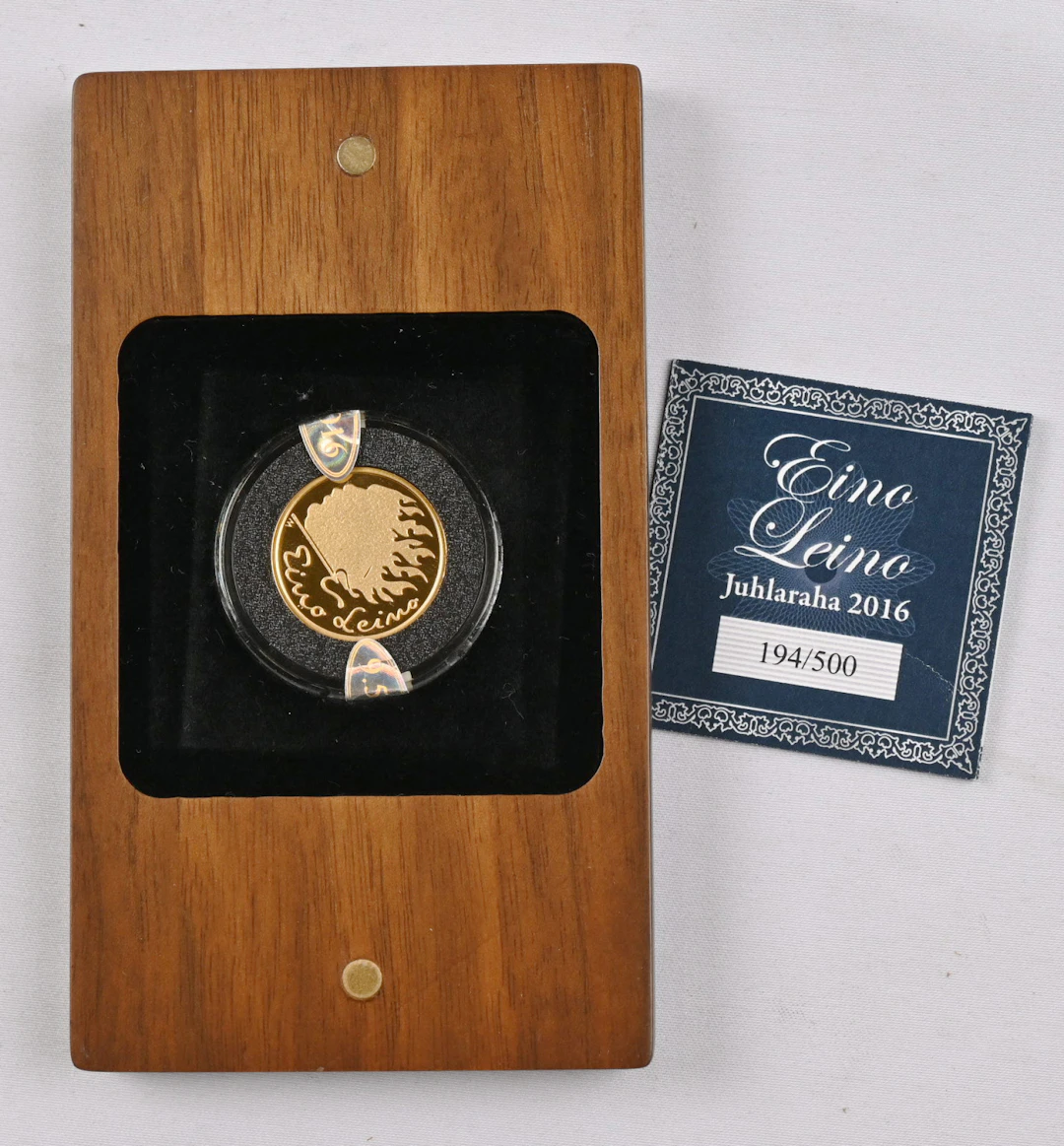 2016 100€ Eino Leino, gold, numbered coin in Moneta's fine package