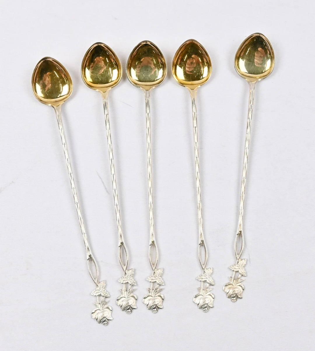 "Ruusu" (Rose) series cocktail spoons, silver (813), five pieces.