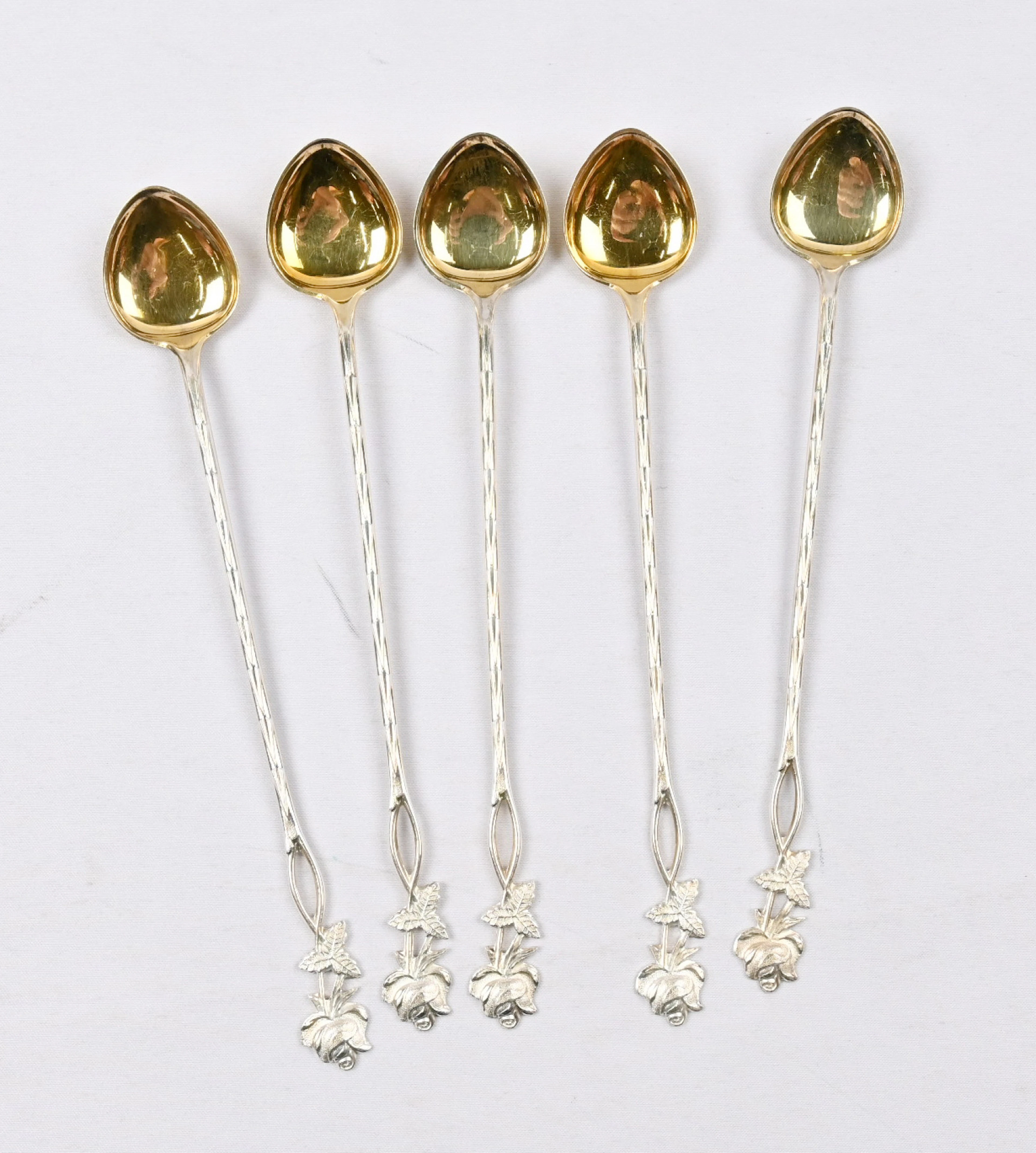 "Ruusu" (Rose) series cocktail spoons, silver (813), five pieces.