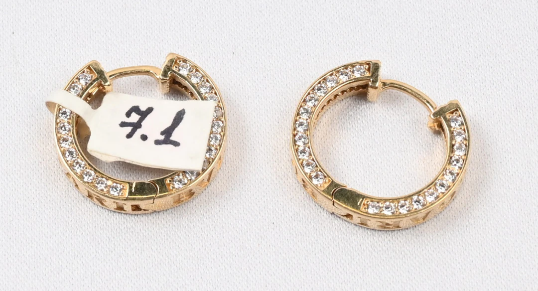 Earrings BVLGARI with zircons, gold (585). Gross weight approximately 7 g.